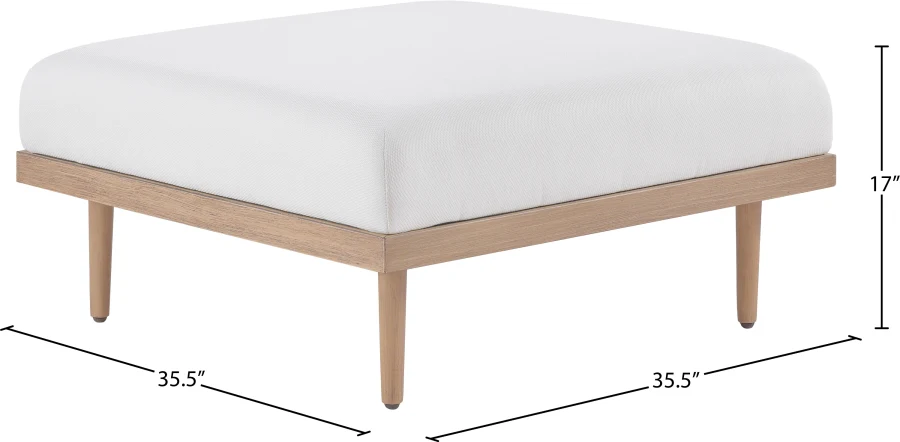 Laguna Resilient Water Resistant Fabric Upholstered Outdoor Patio Ottoman - Image 3