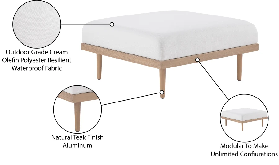 Laguna Resilient Water Resistant Fabric Upholstered Outdoor Patio Ottoman - Image 4