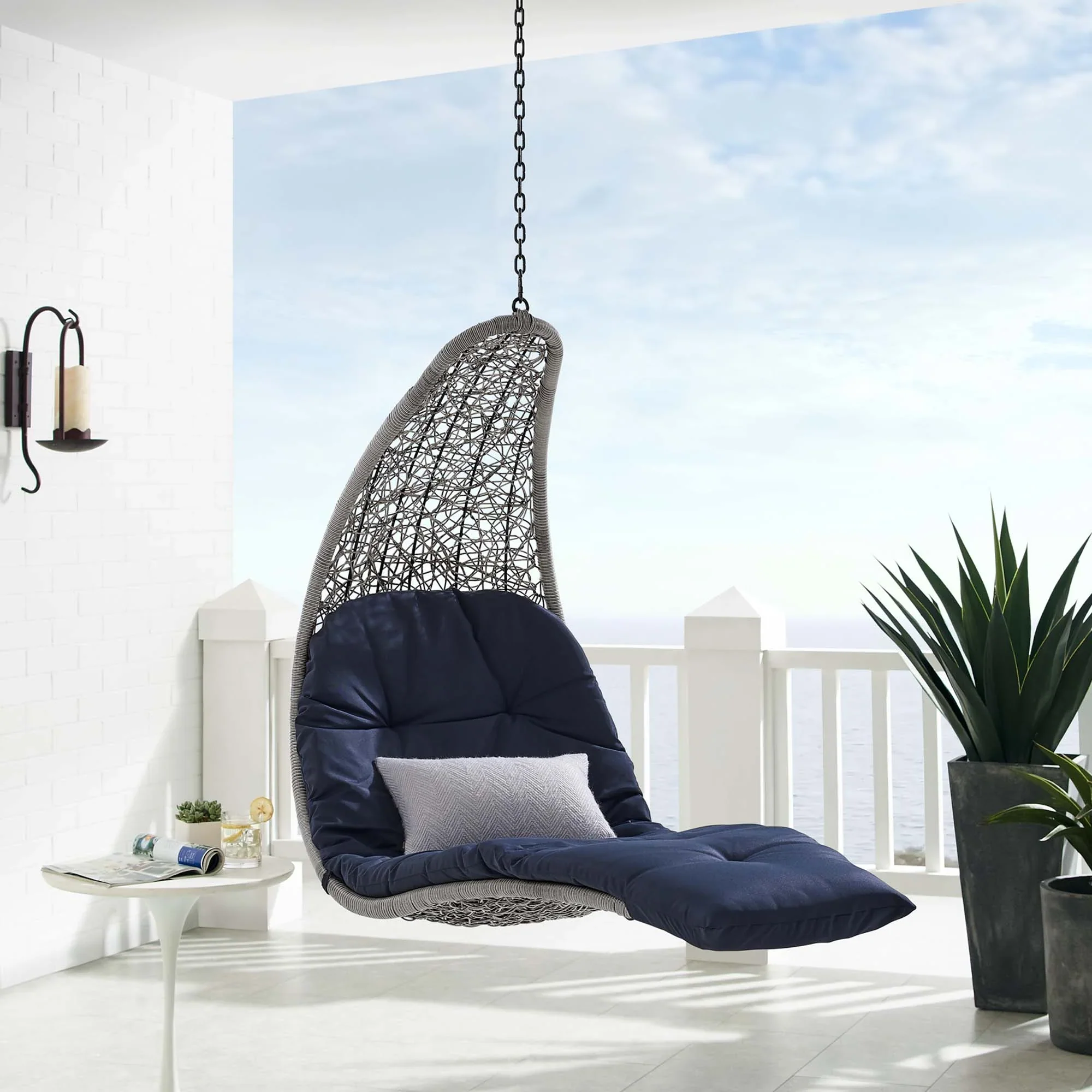 Landscape Hanging Chaise Lounge Outdoor Patio Swing Chair - Image 14