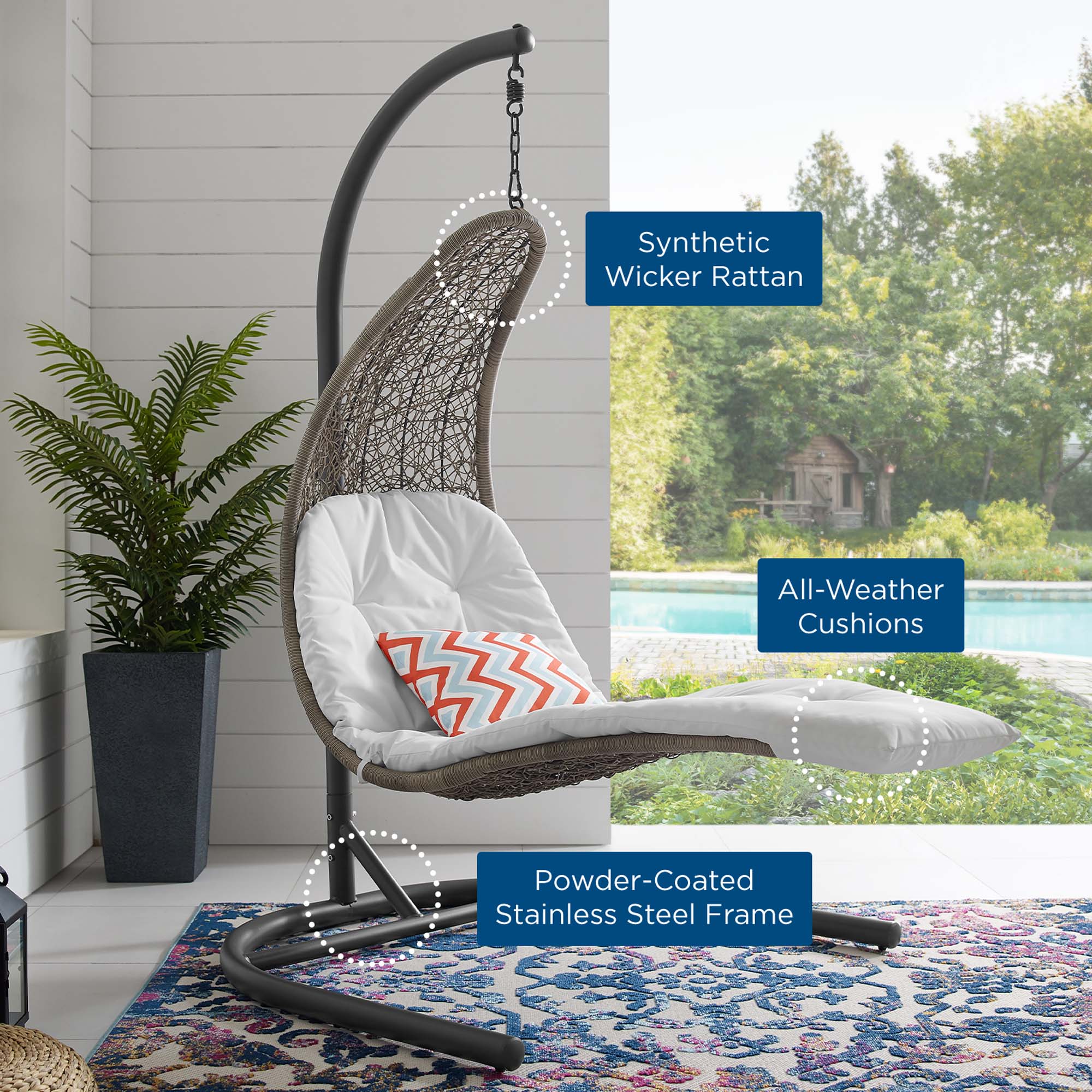 Landscape Hanging Chaise Lounge Outdoor Swing Chair - Image 12