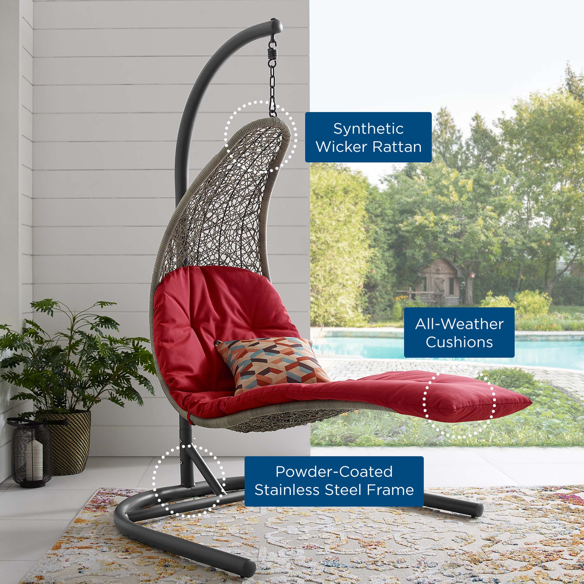 Landscape Hanging Chaise Lounge Outdoor Swing Chair - Image 30