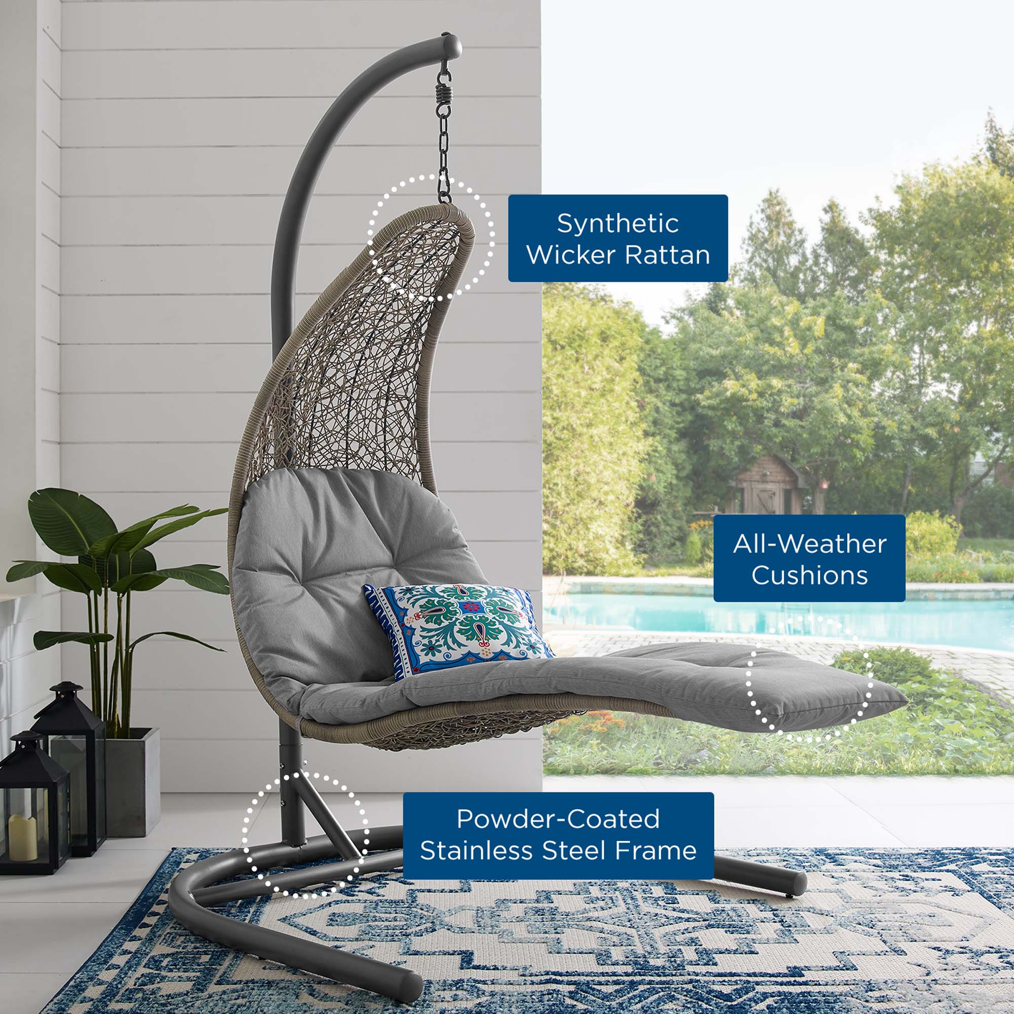 Landscape Hanging Chaise Lounge Outdoor Swing Chair - Image 6