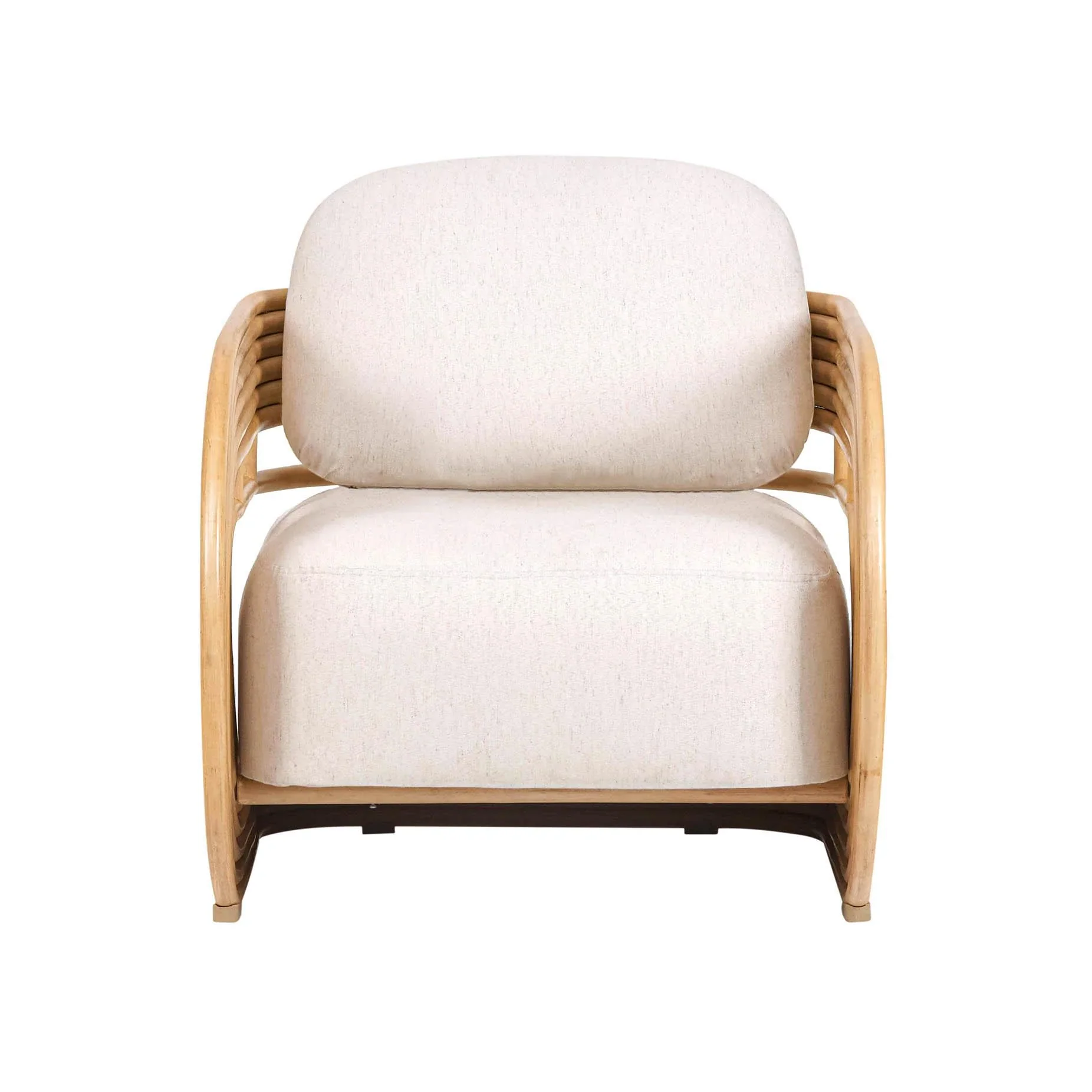 Lauretta Cream Performance Fabric and Natural Rattan Accent Chair - Image 3