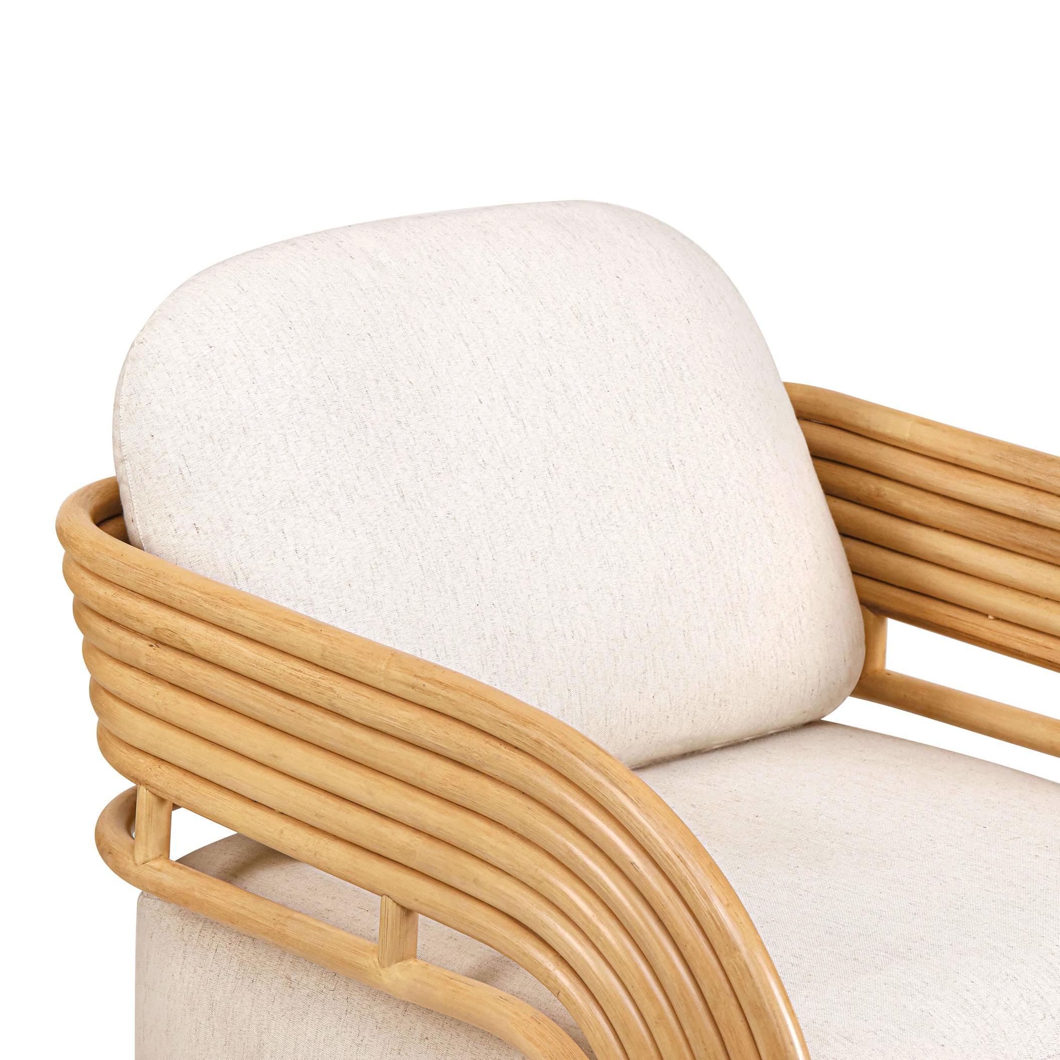 Lauretta Cream Performance Fabric and Natural Rattan Accent Chair - Image 7