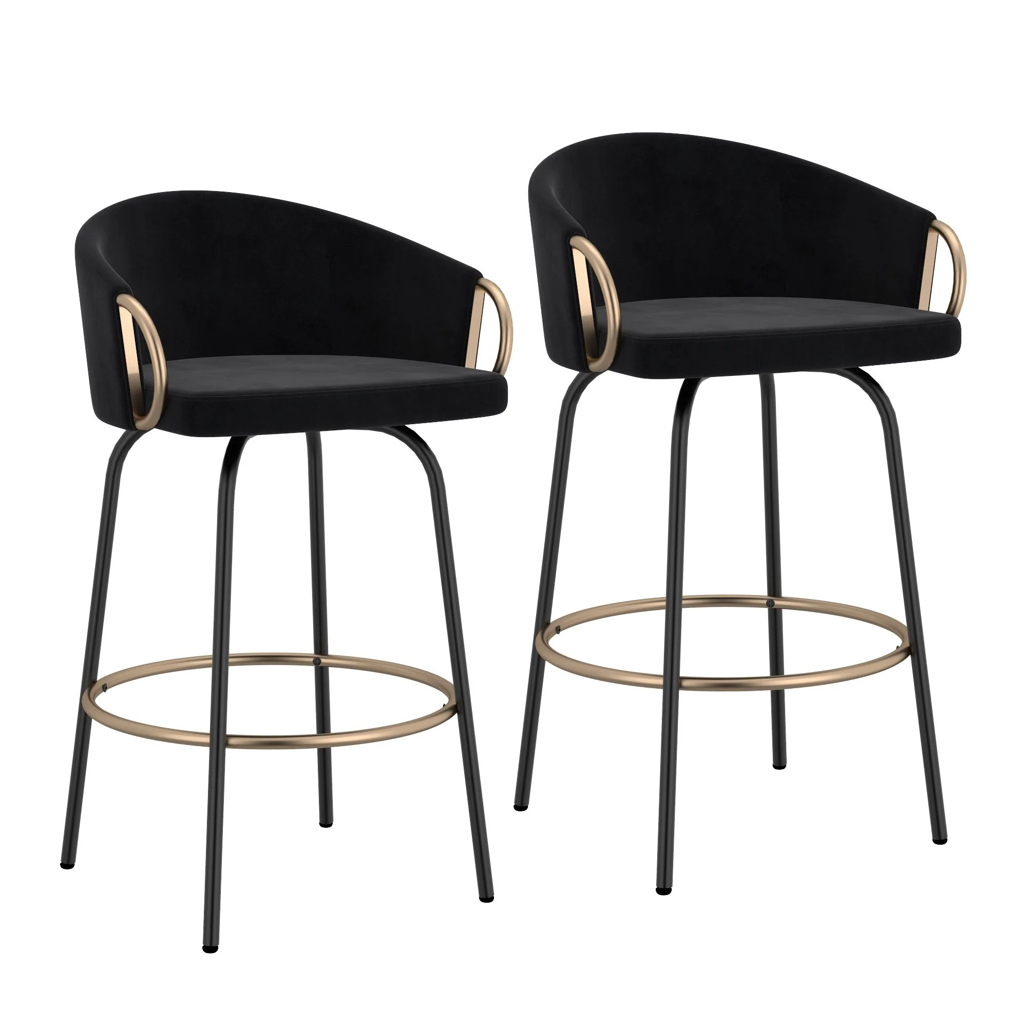 Lavo 26" Counter Stool, set of 2, in Black and Gold - Image 7
