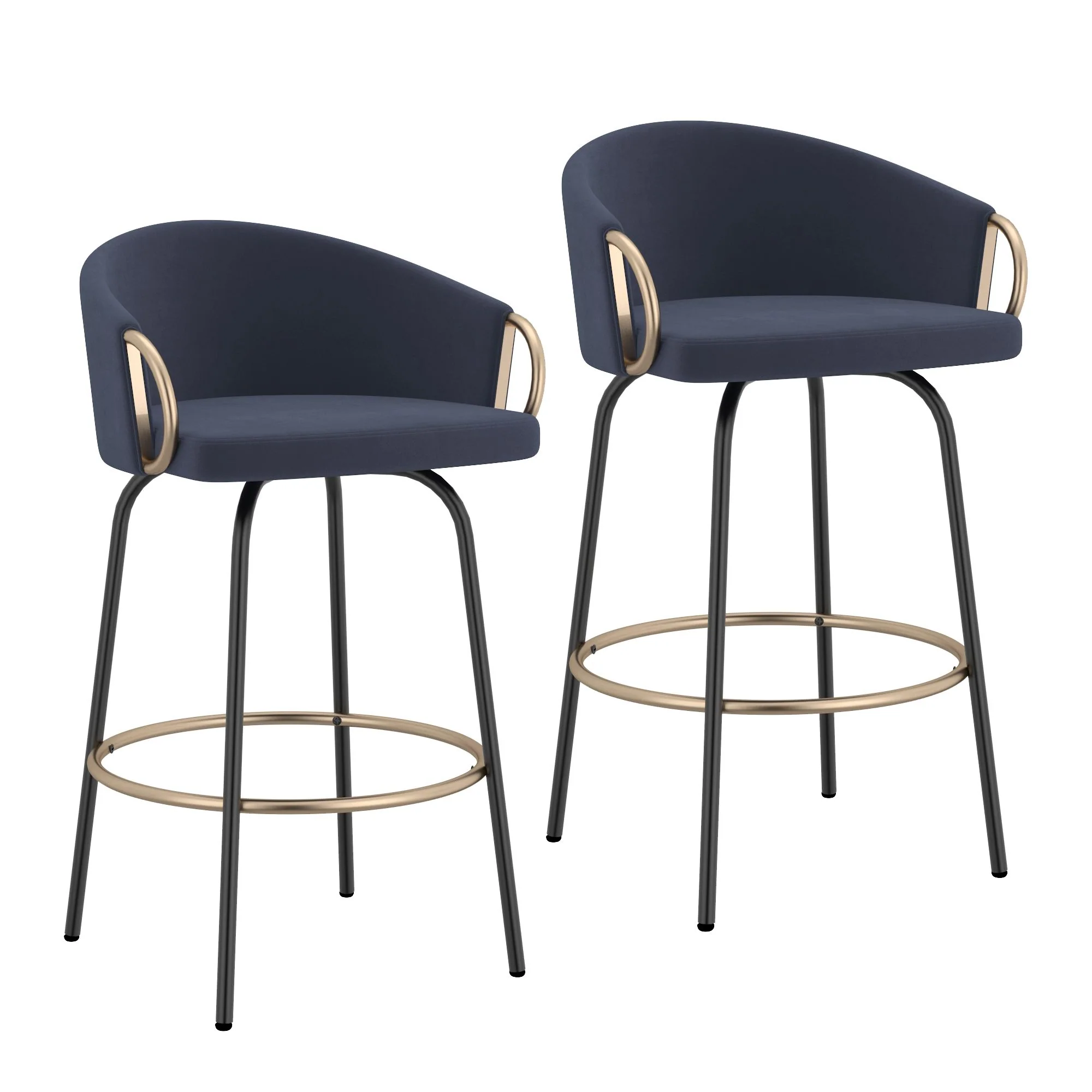 Lavo 26" Counter Stool, set of 2, in Blue and Black and Gold - Image 7