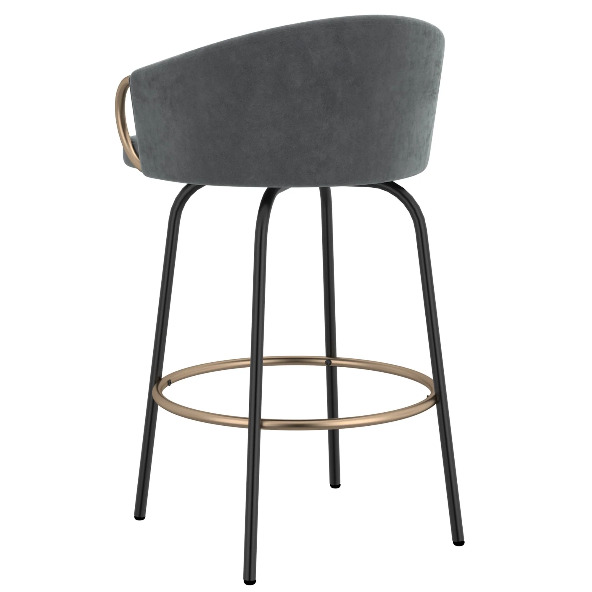 Lavo 26" Counter Stool, set of 2, in Grey and Black and Gold - Image 3