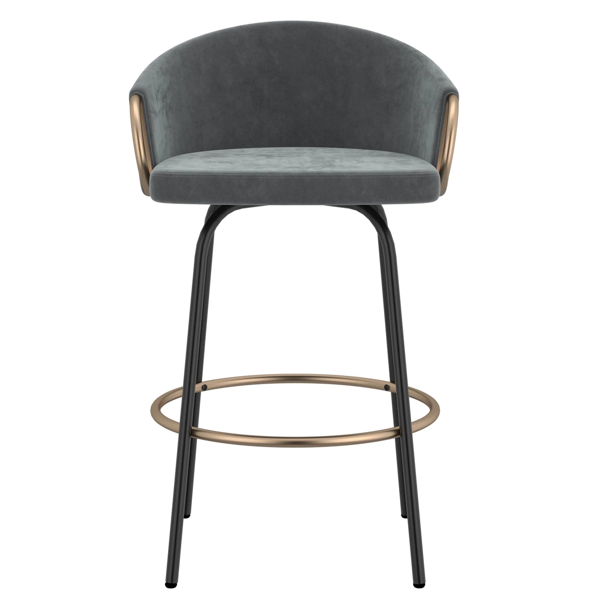 Lavo 26" Counter Stool, set of 2, in Grey and Black and Gold - Image 4