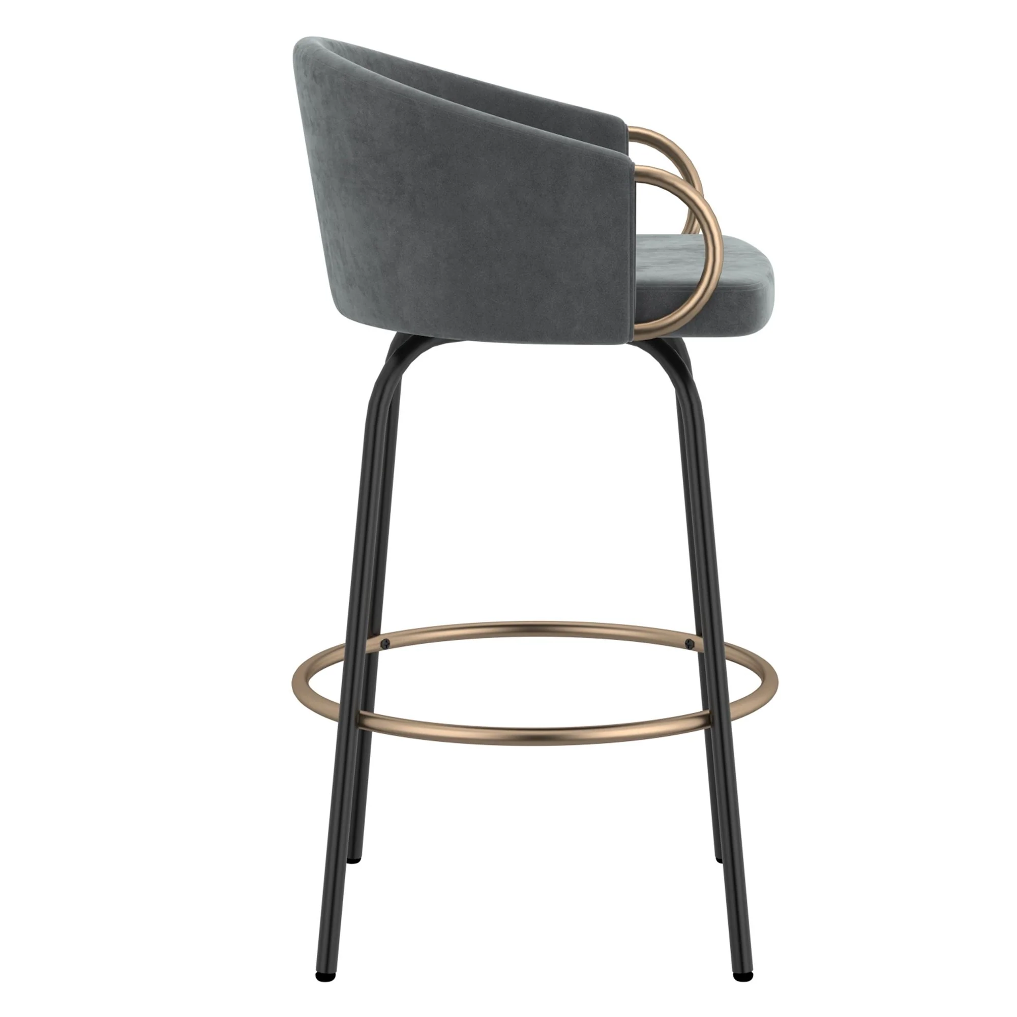 Lavo 26" Counter Stool, set of 2, in Grey and Black and Gold - Image 5