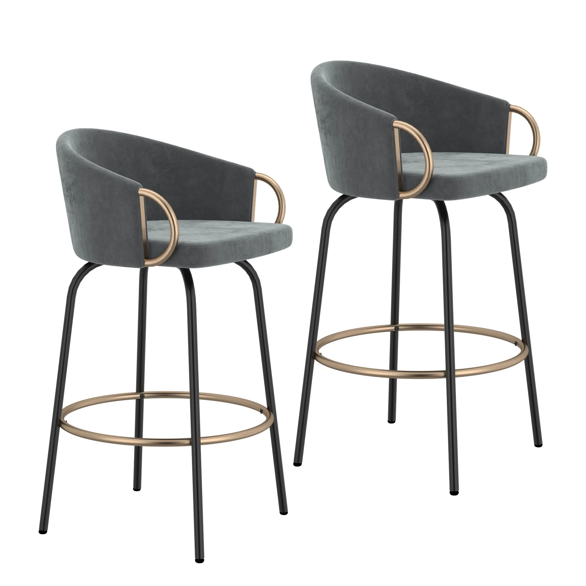 Lavo 26" Counter Stool, set of 2, in Grey and Black and Gold - Image 7