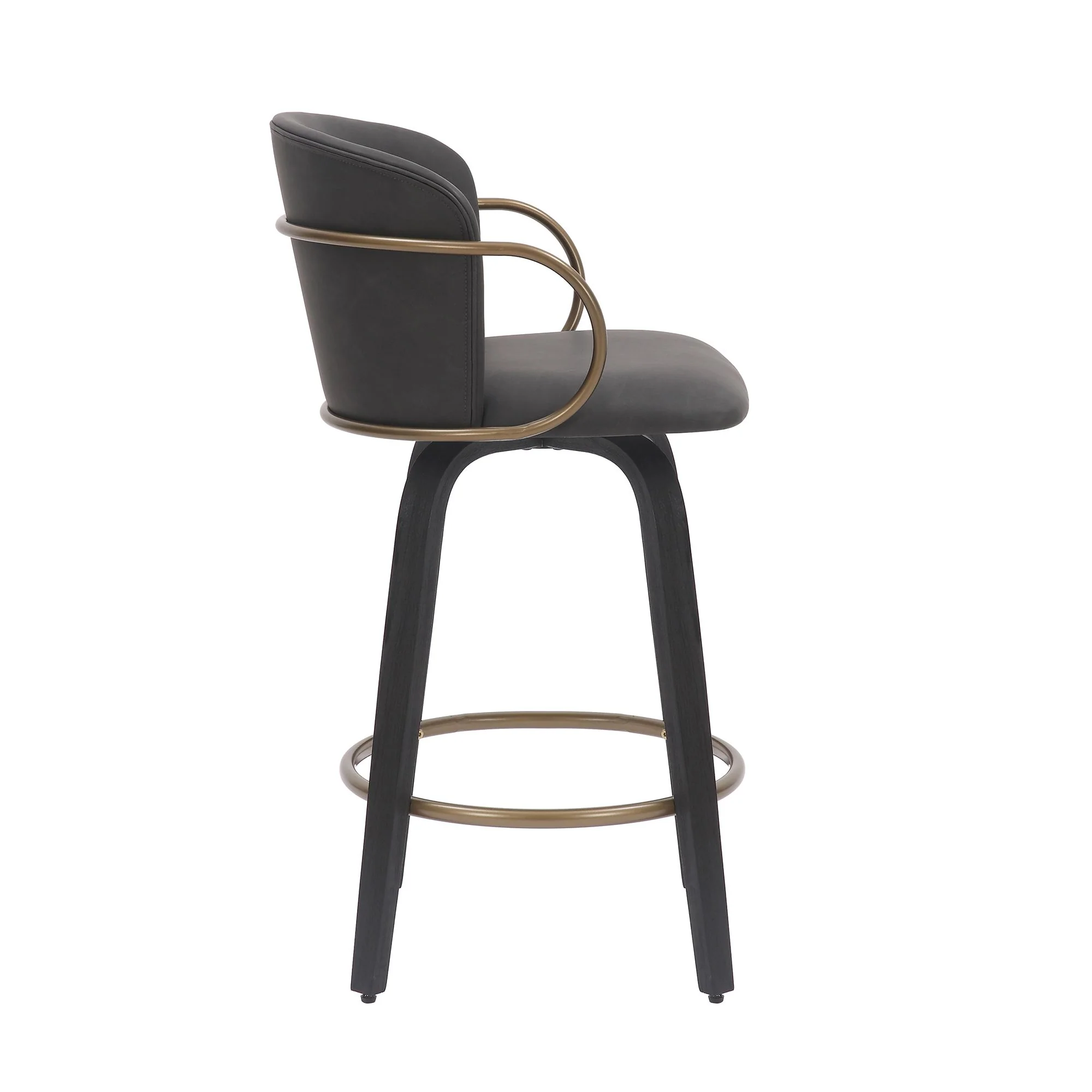 Lawson 26" Counter Stool, set of 2, with Swivel in Vintage Charcoal, Black and Aged Gold - Image 4