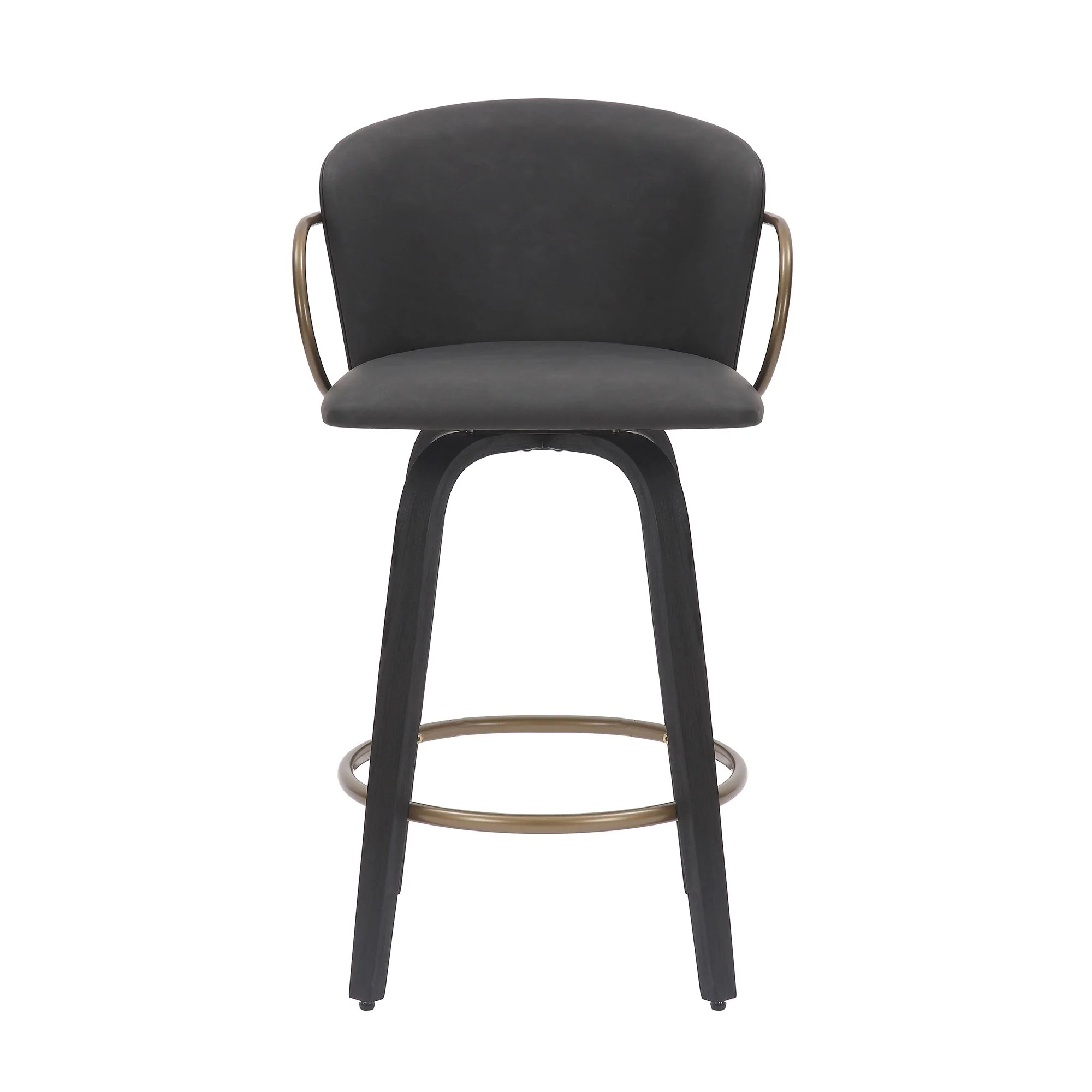 Lawson 26" Counter Stool, set of 2, with Swivel in Vintage Charcoal, Black and Aged Gold - Image 5