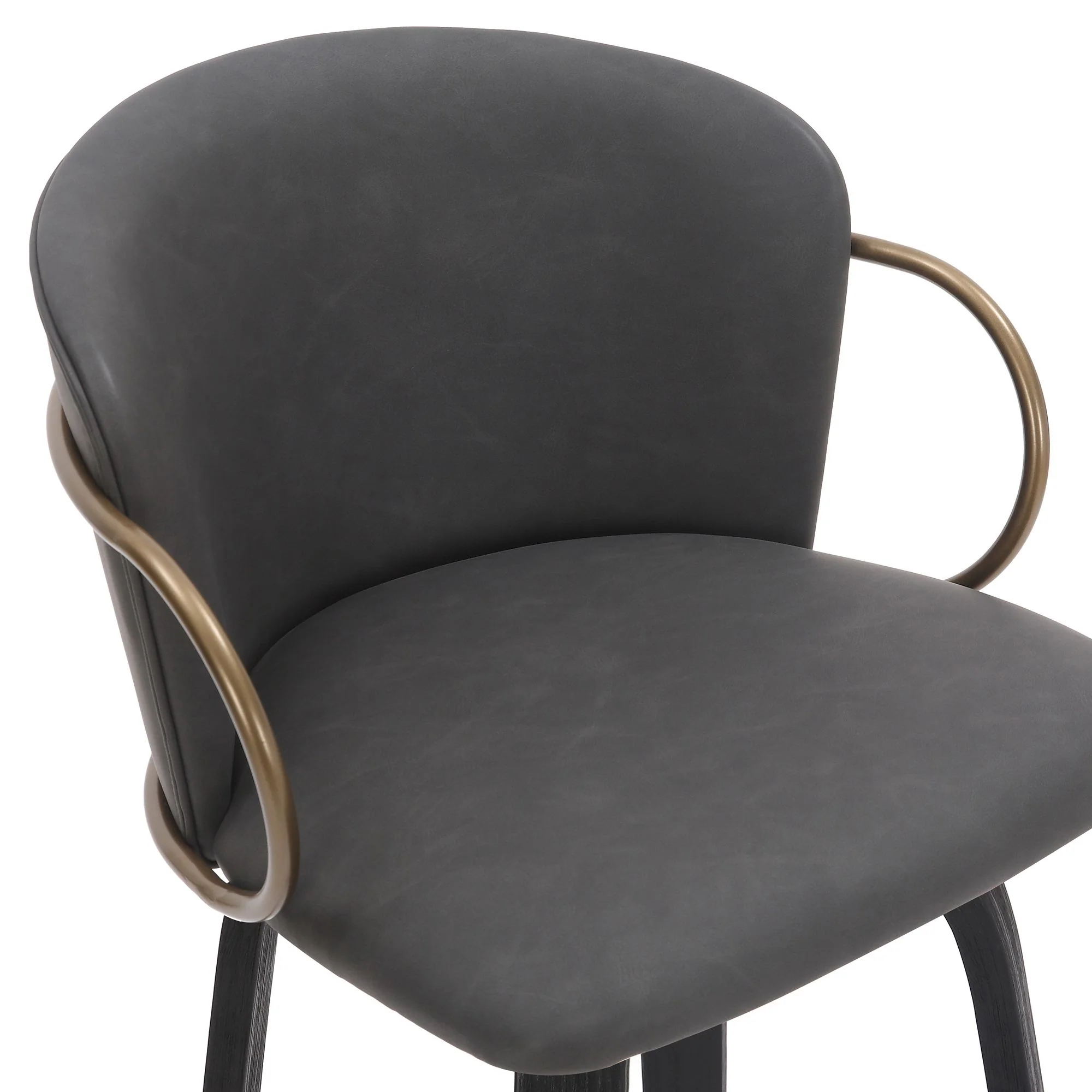 Lawson 26" Counter Stool, set of 2, with Swivel in Vintage Charcoal, Black and Aged Gold - Image 6
