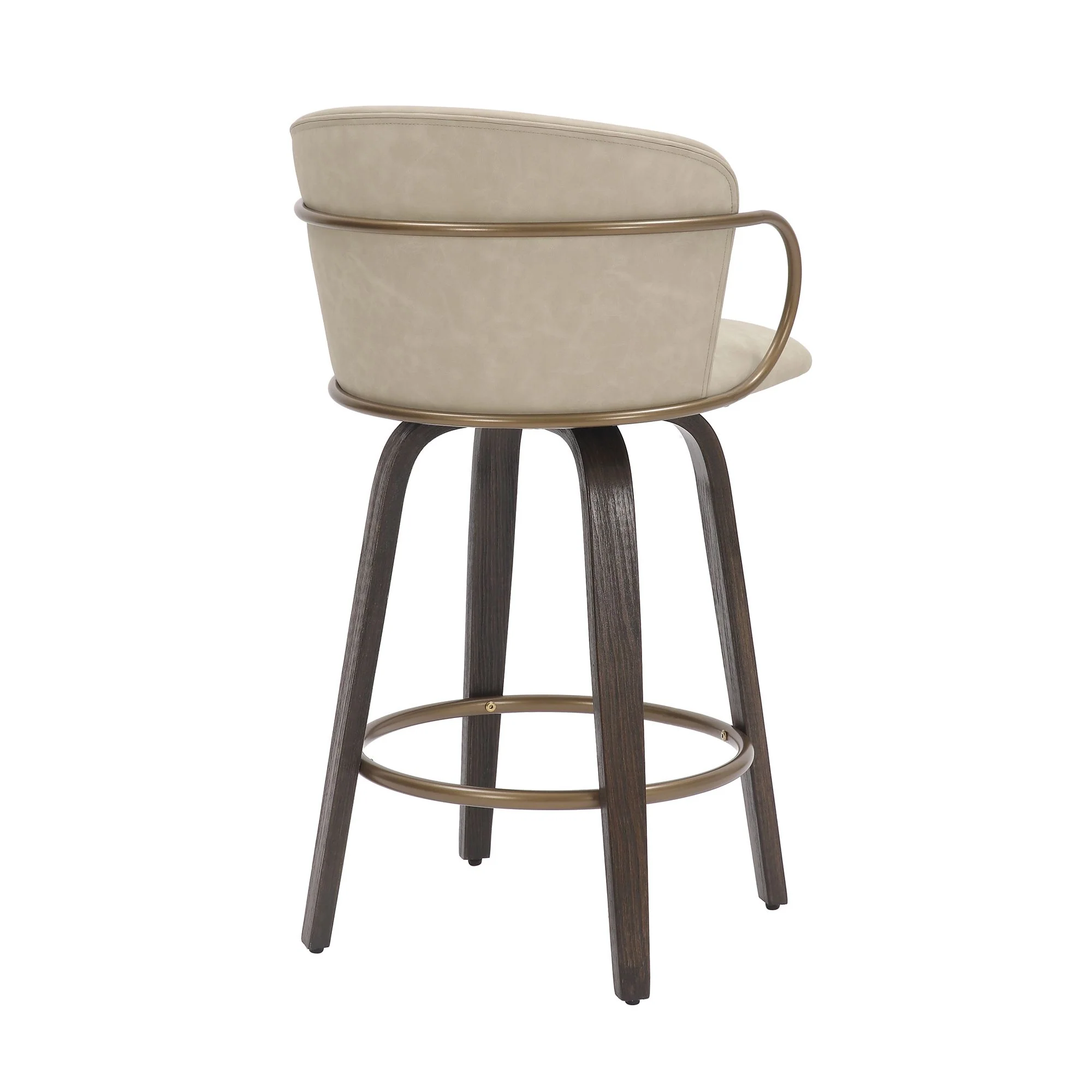 Lawson 26" Counter Stool, set of 2, with Swivel in Vintage Ivory, Brown and Aged Gold - Image 3