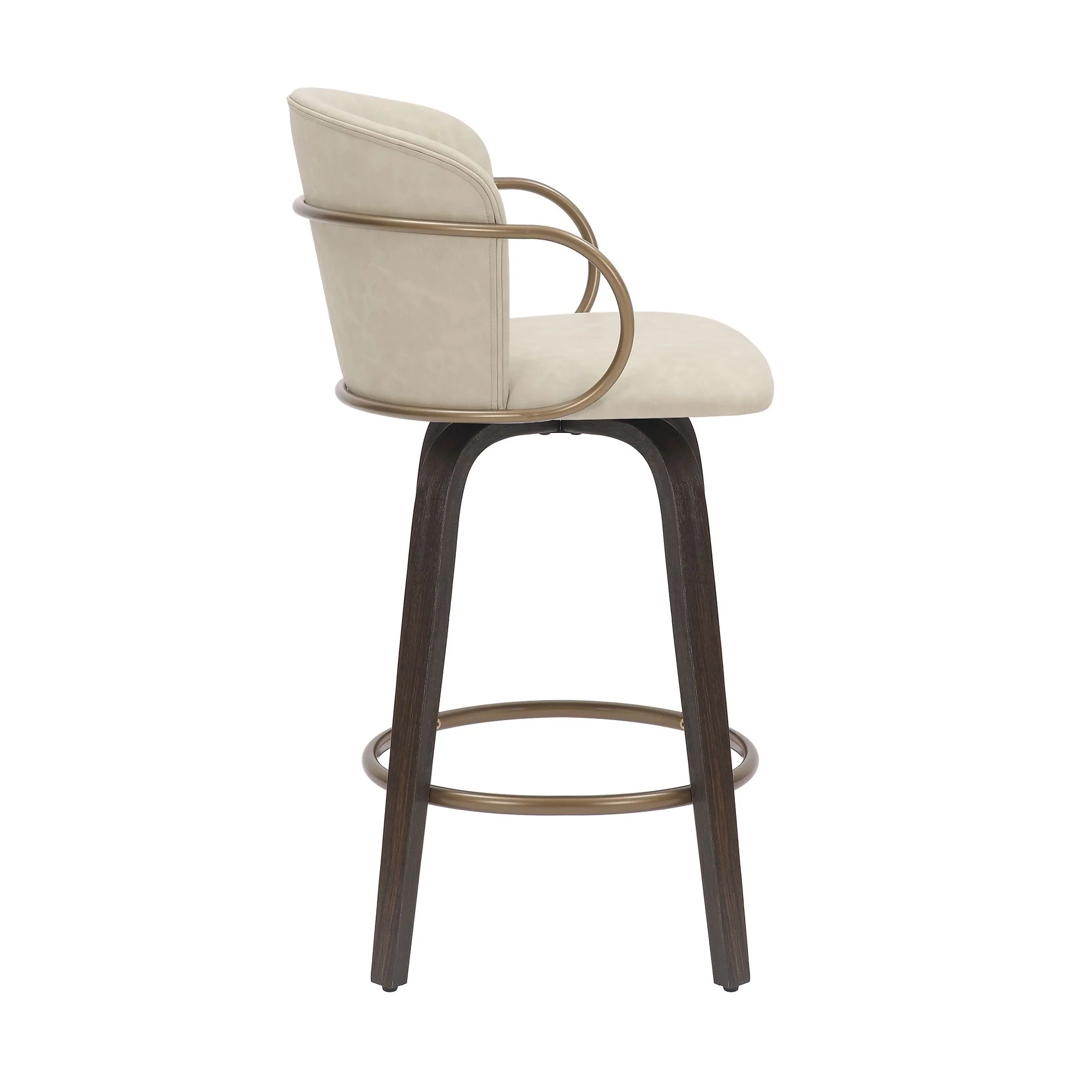 Lawson 26" Counter Stool, set of 2, with Swivel in Vintage Ivory, Brown and Aged Gold - Image 4