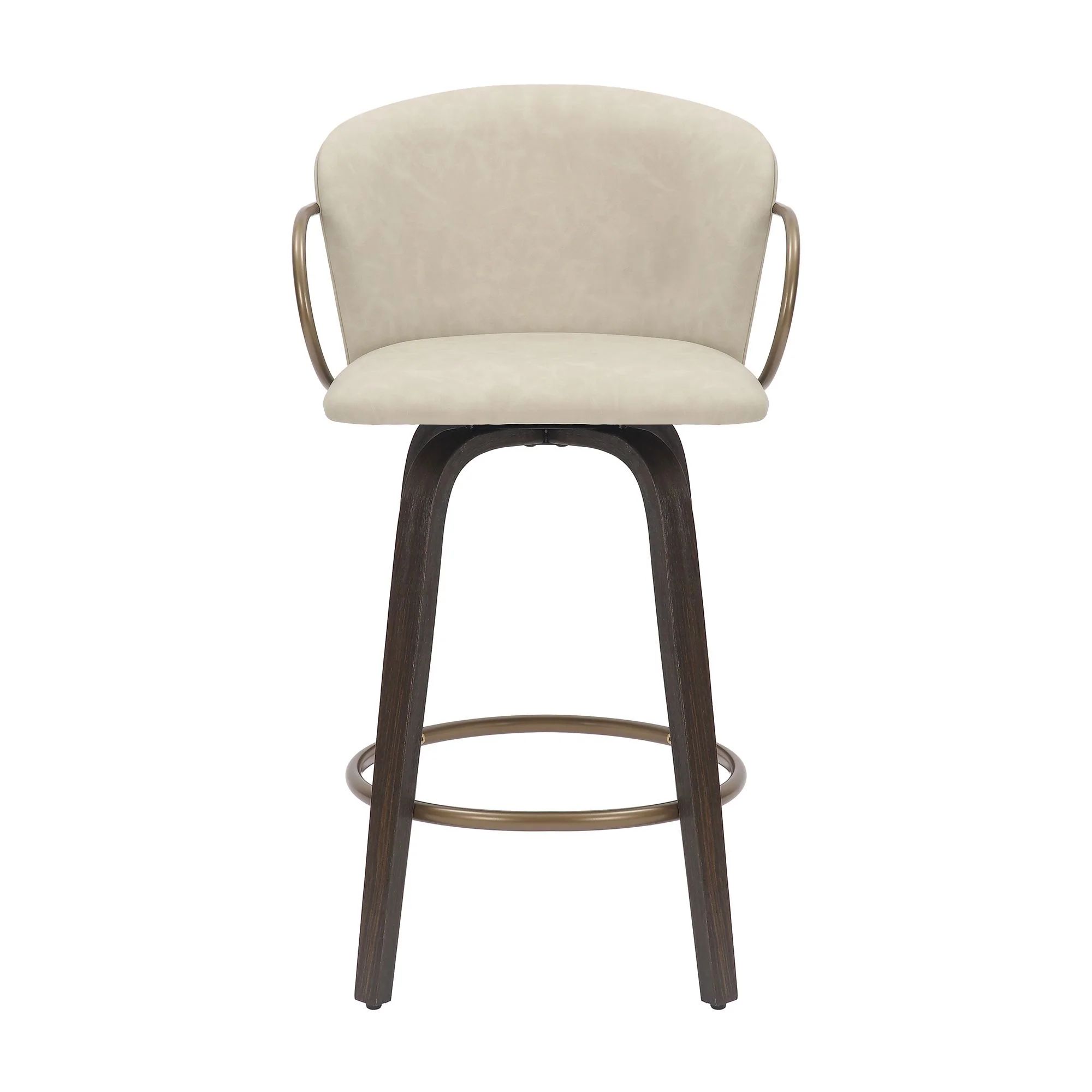 Lawson 26" Counter Stool, set of 2, with Swivel in Vintage Ivory, Brown and Aged Gold - Image 5