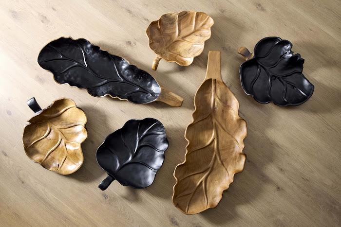 Leaf Bowl, Teak Wood, Natural & Black - Image 2