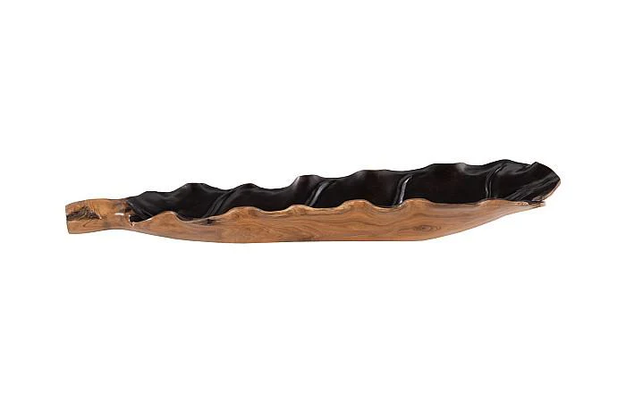 Leaf Bowl, Teak Wood, Natural & Black, Finish - Image 3