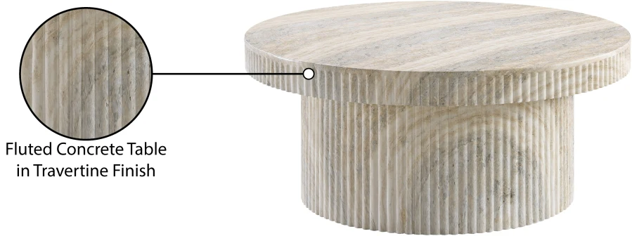 Legatto Travertine Finish Indoor/Outdoor Concrete Coffee Table - Image 9