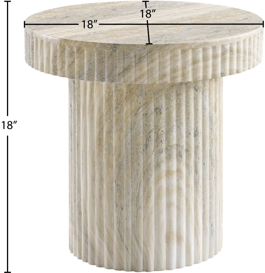 Legatto Travertine Finish Indoor/Outdoor Concrete End Table - Image 8