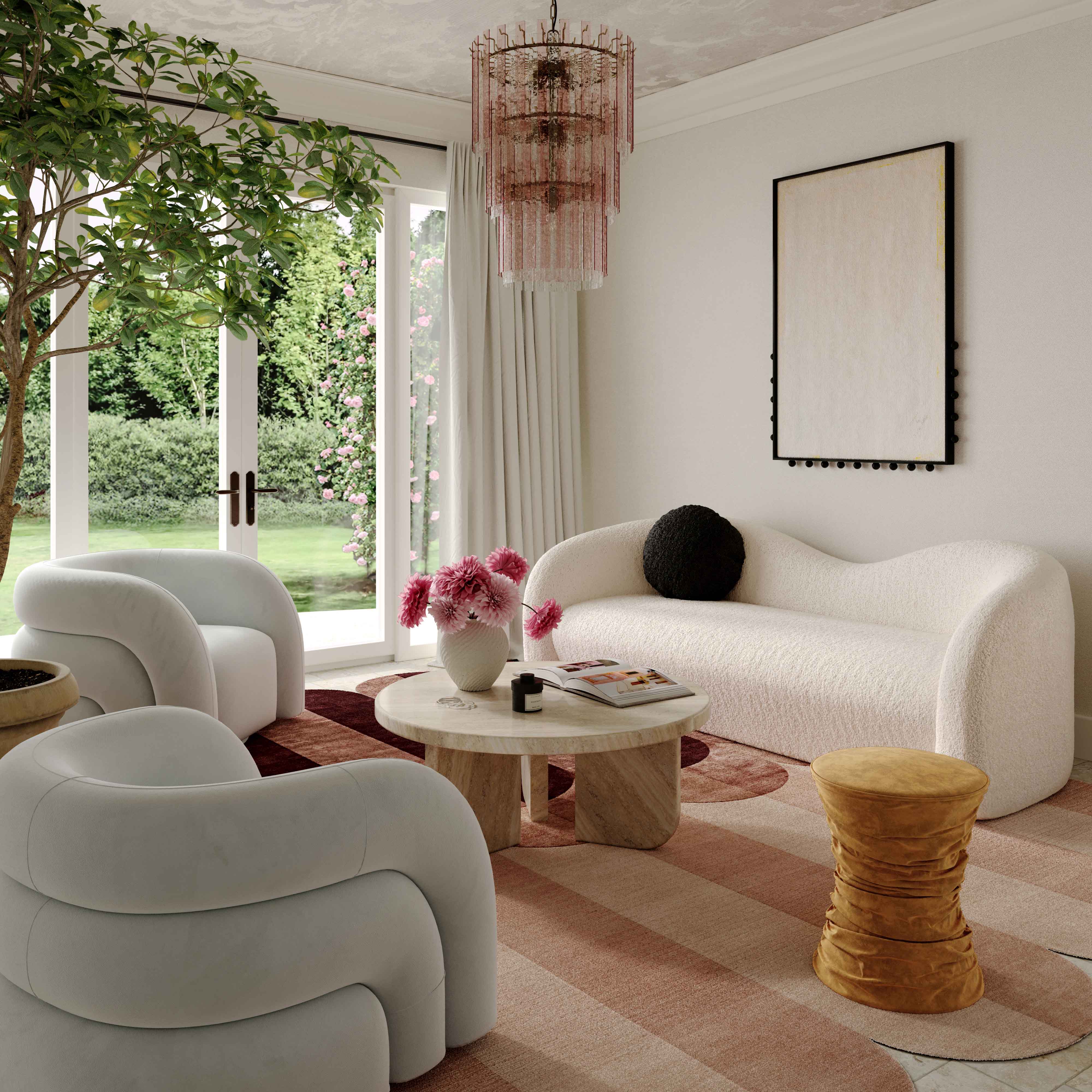 Leonie 84" Beige Faux Shearling Sofa - Image 2