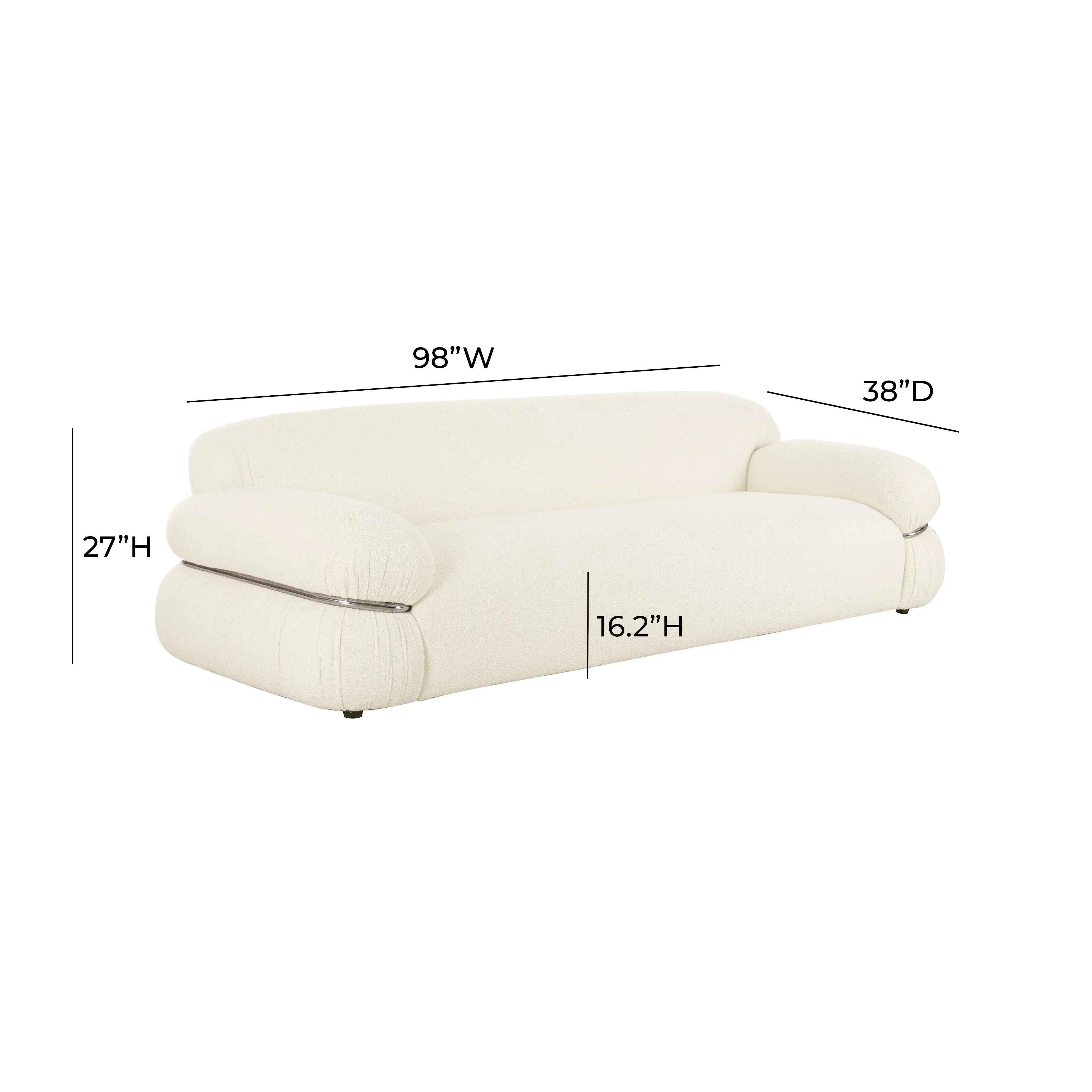Leyla 98" Cream Performance Boucle Sofa - Image 6