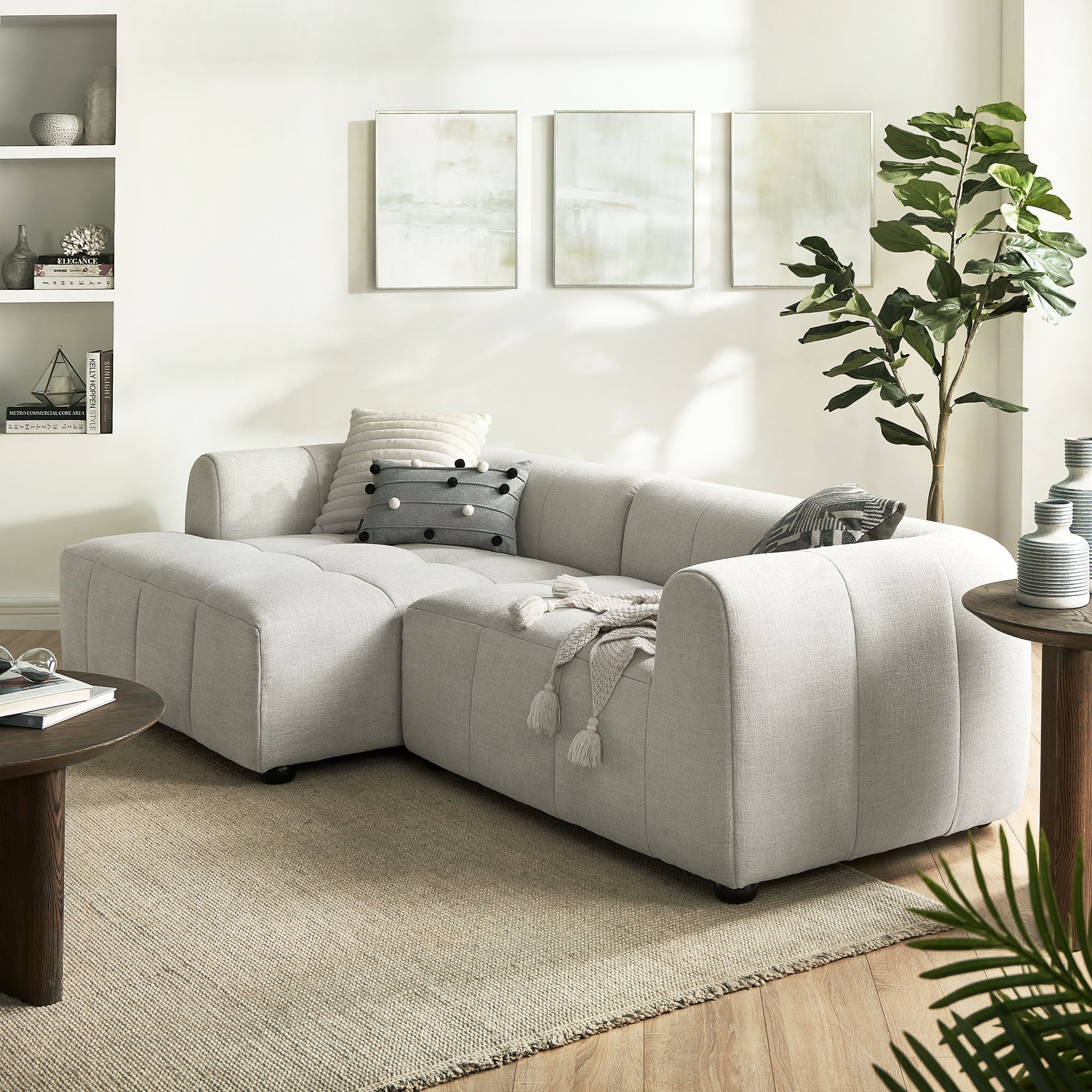 Liana Left-Facing Upholstered Fabric Modular Sofa with Chaise - Image 10