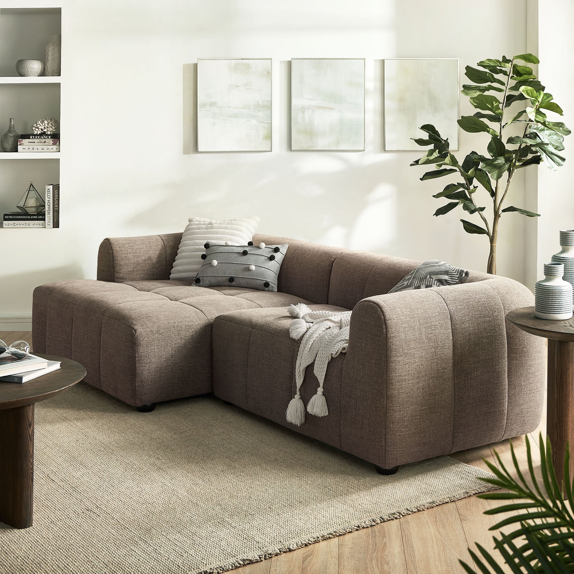 Liana Left-Facing Upholstered Fabric Modular Sofa with Chaise - Image 18