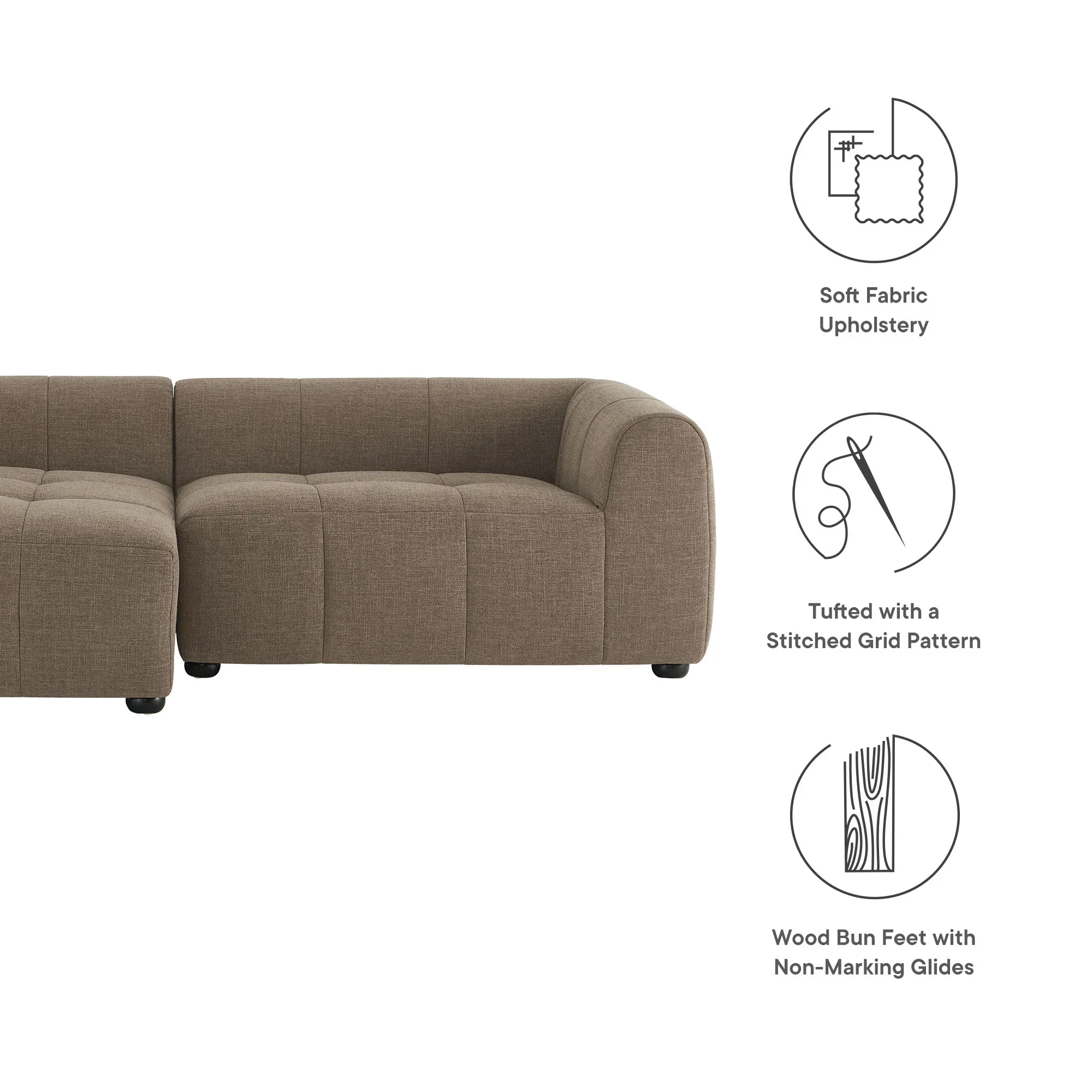 Liana Left-Facing Upholstered Fabric Modular Sofa with Chaise - Image 20
