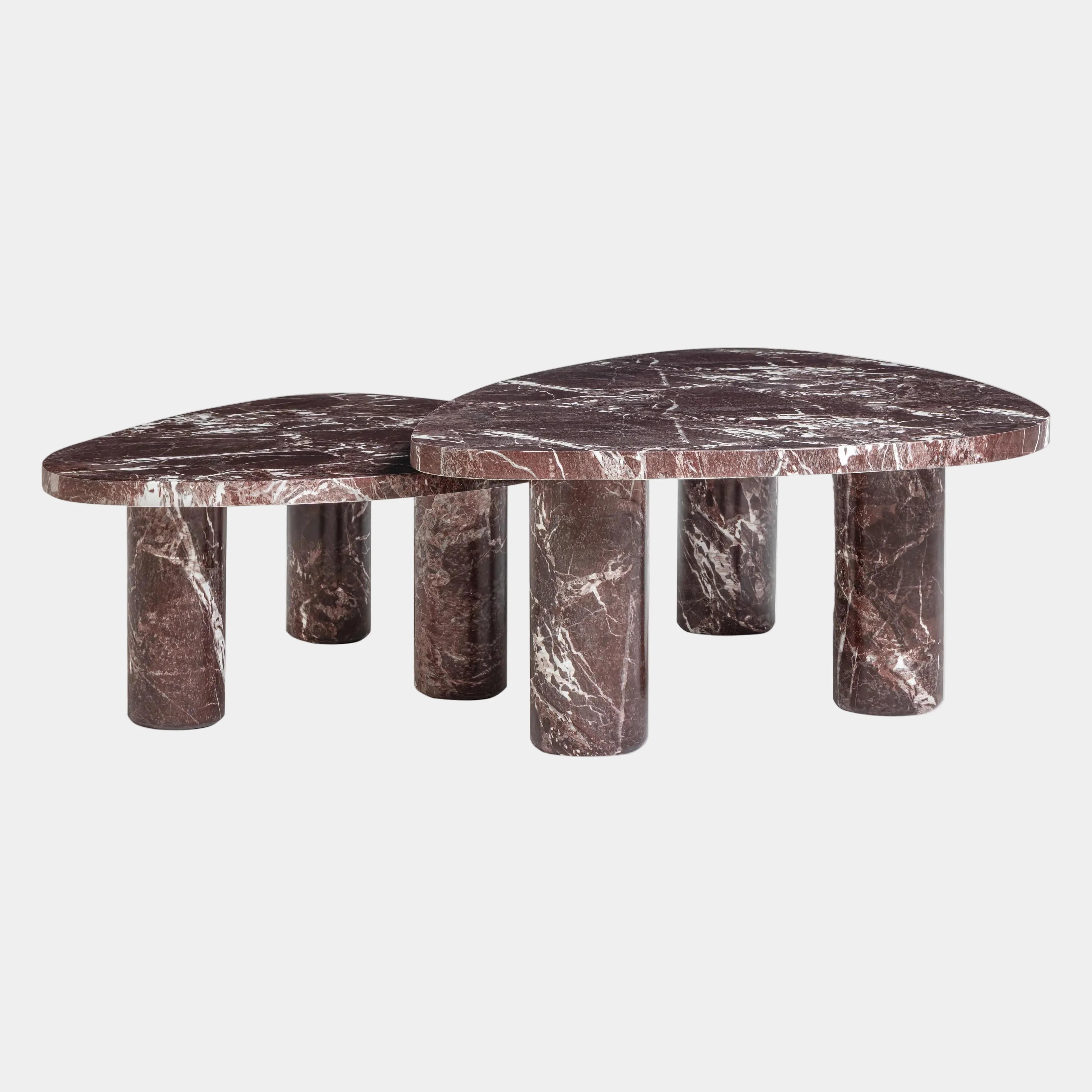 Libby 2-Piece Faux Red Levanto Marble Indoor/Outdoor Nesting Coffee Table Set