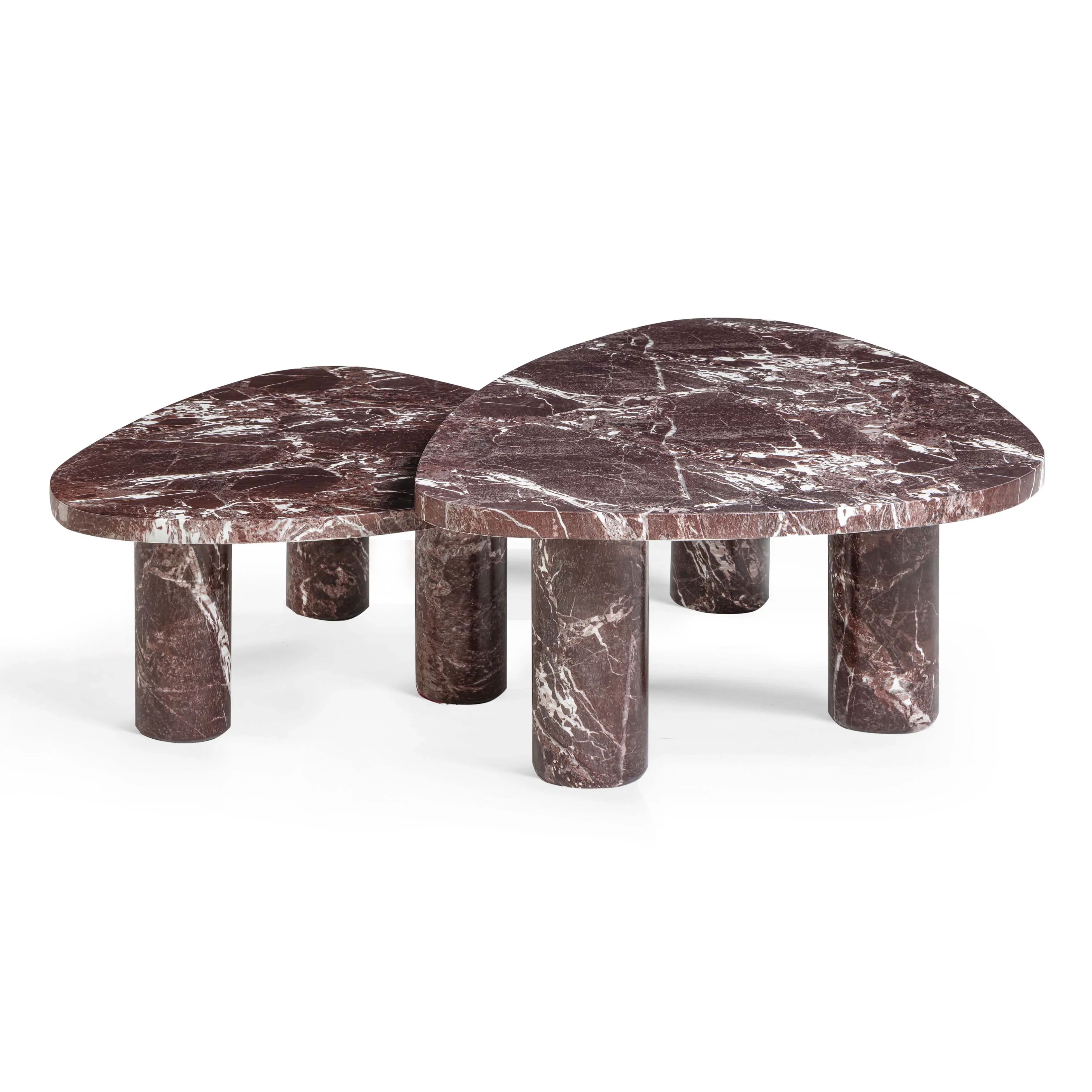 Libby 2-Piece Faux Red Levanto Marble Indoor/Outdoor Nesting Coffee Table Set - Image 3
