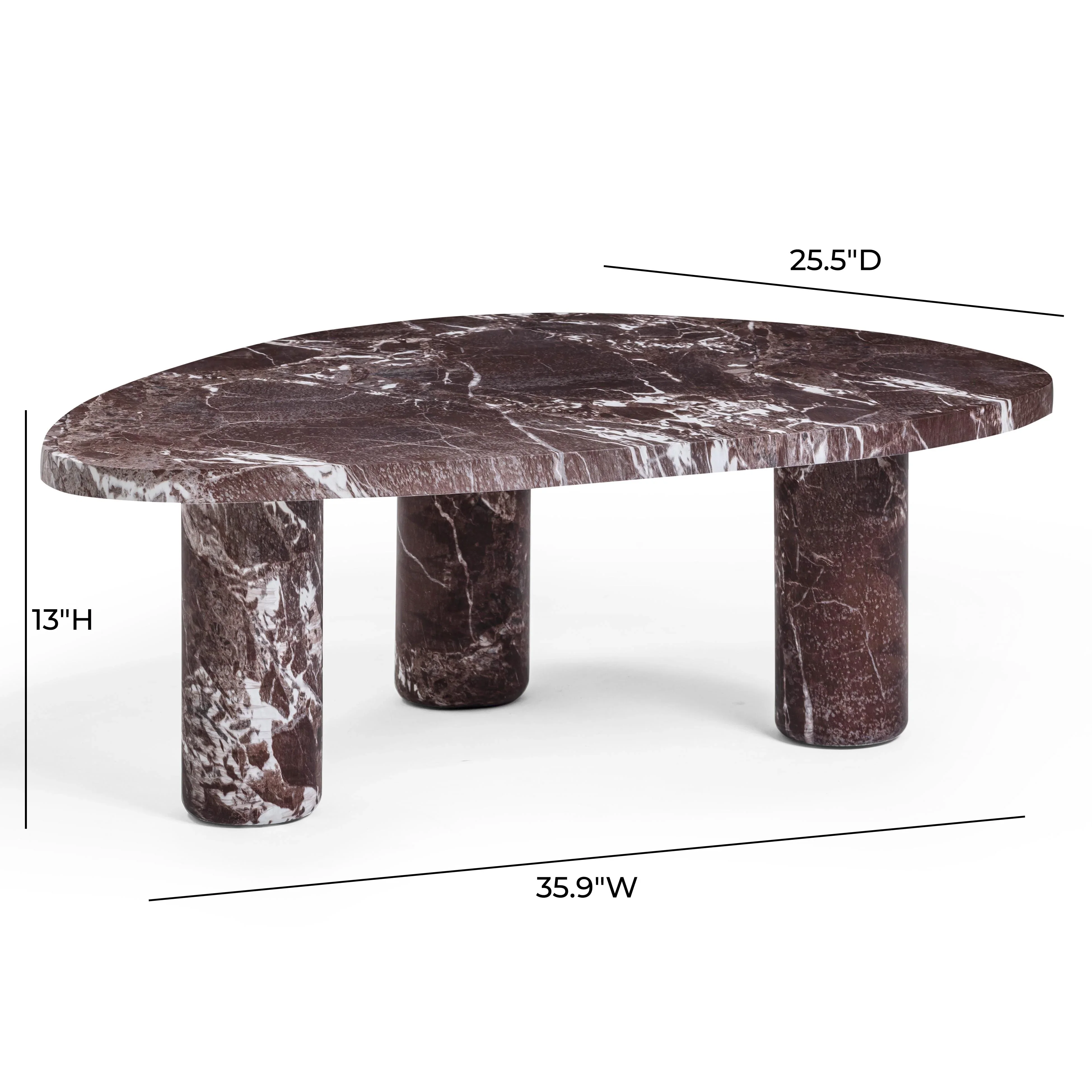 Libby Faux Red Levanto Marble Indoor/Outdoor Coffee Table (36"-48") - Image 8