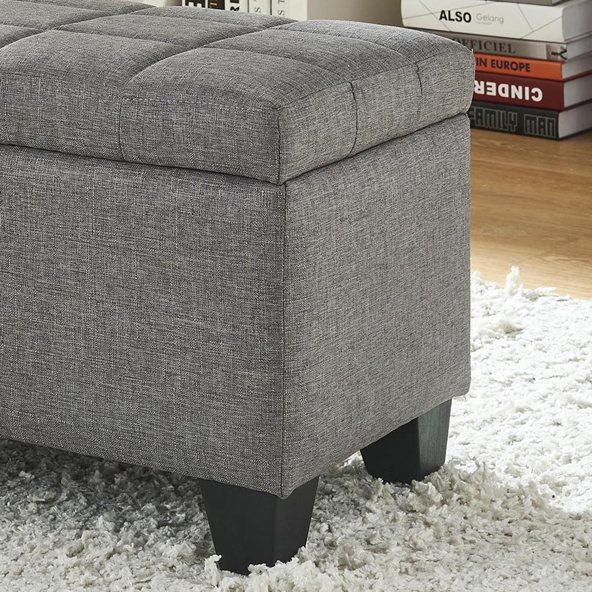 Lila Rectangular Storage Ottoman Bench in Grey - Image 5