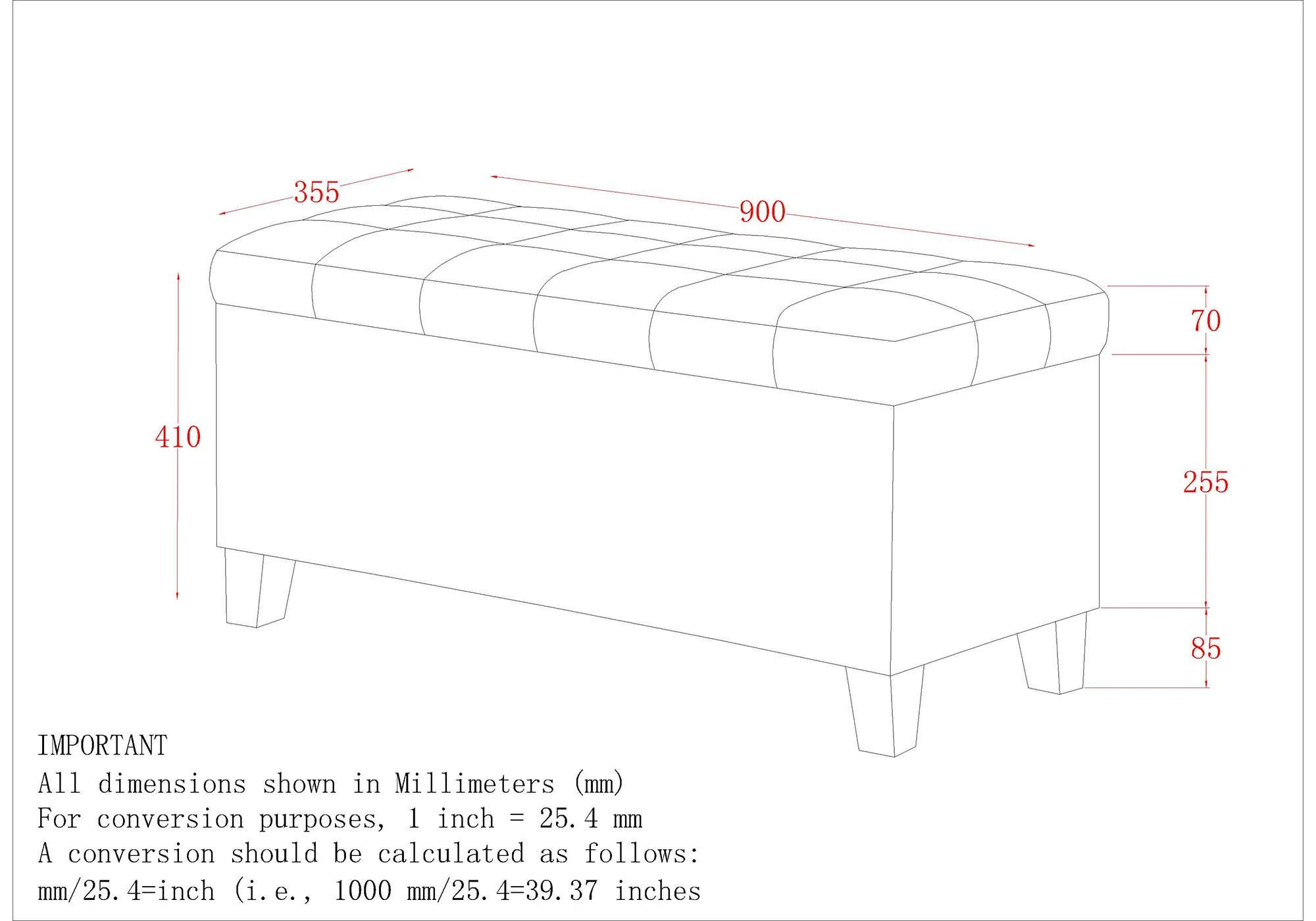 Lila Rectangular Storage Ottoman Bench in Grey - Image 8