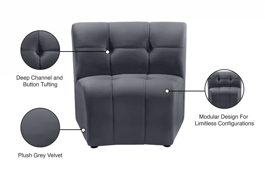 Limitless Velvet Upholstered Modular Chair - Image 28