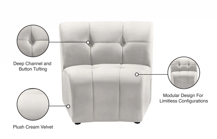Limitless Velvet Upholstered Modular Chair - Image 42