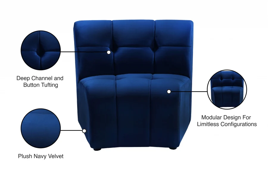 Limitless Velvet Upholstered Modular Chair - Image 57