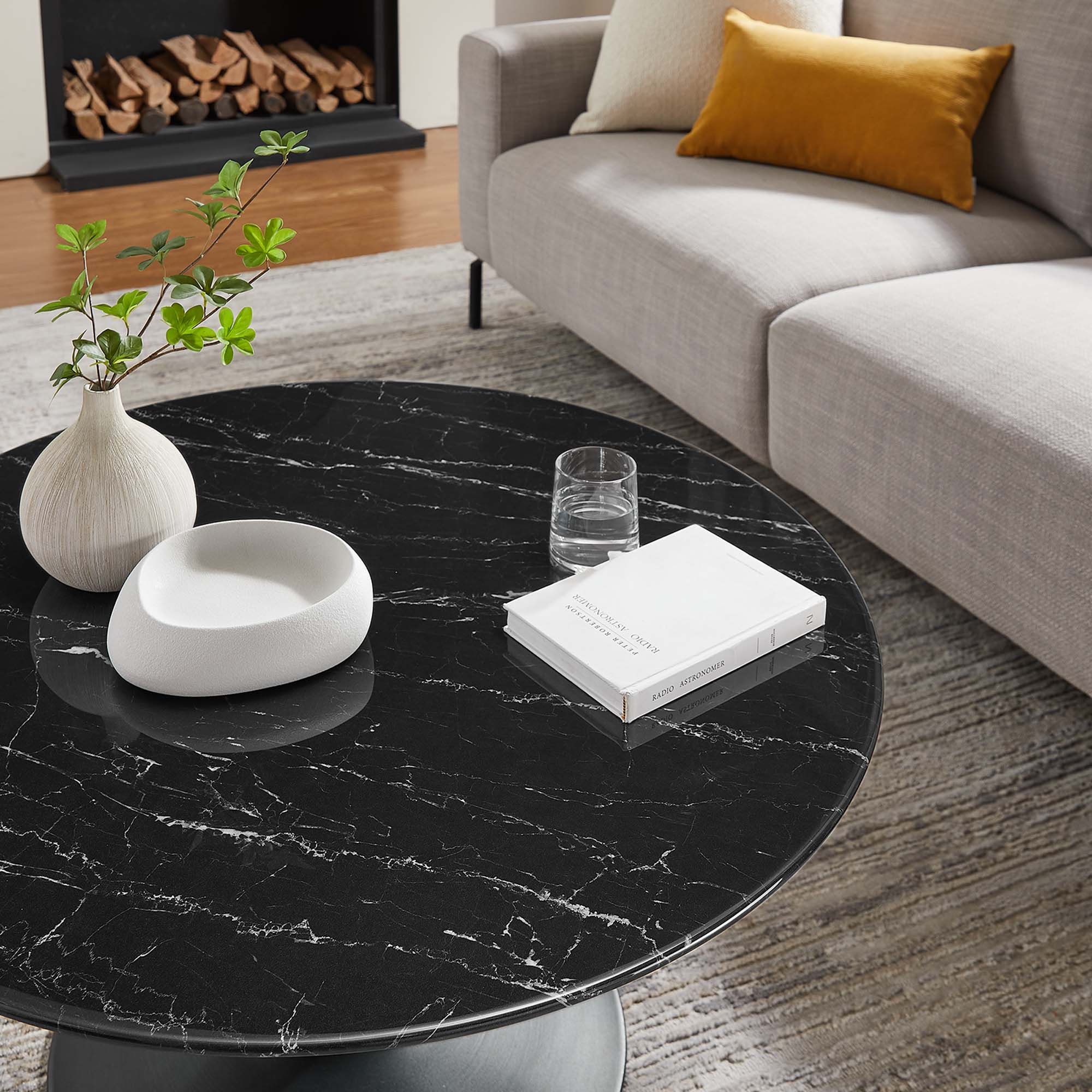 Lippa 36" Round Faux Marble Coffee Table - Image 10