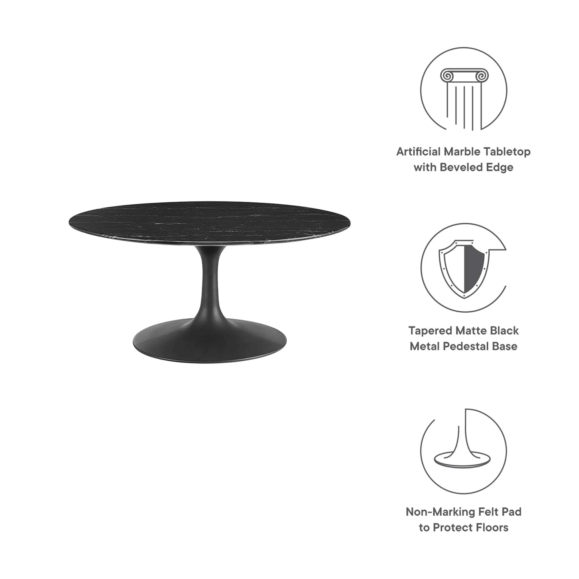 Lippa 36" Round Faux Marble Coffee Table - Image 13