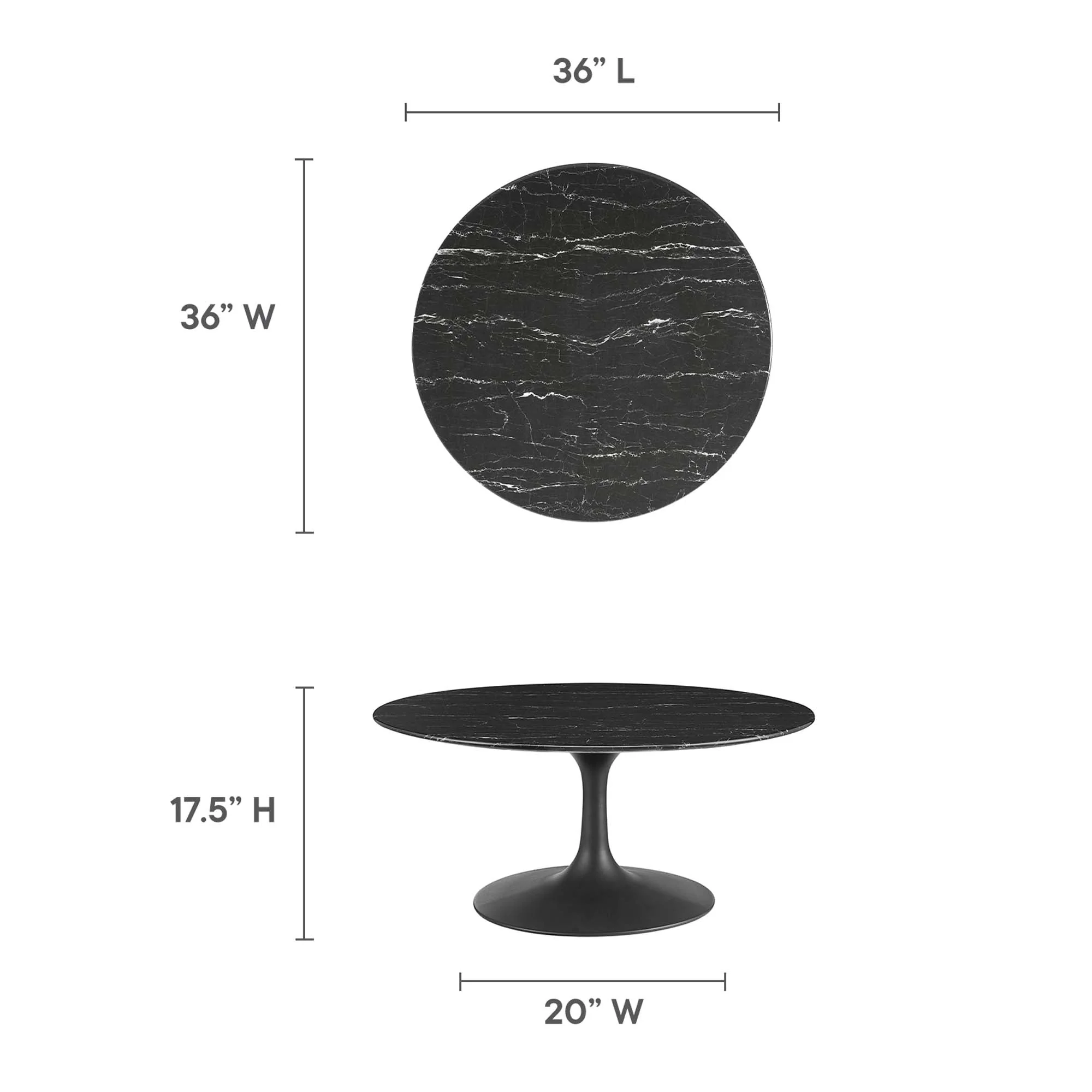 Lippa 36" Round Faux Marble Coffee Table - Image 14