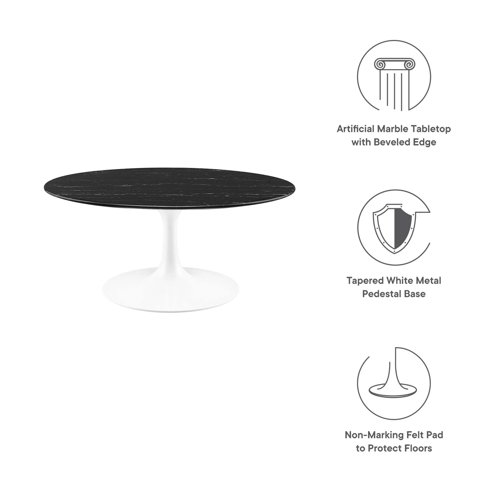 Lippa 36" Round Faux Marble Coffee Table - Image 6