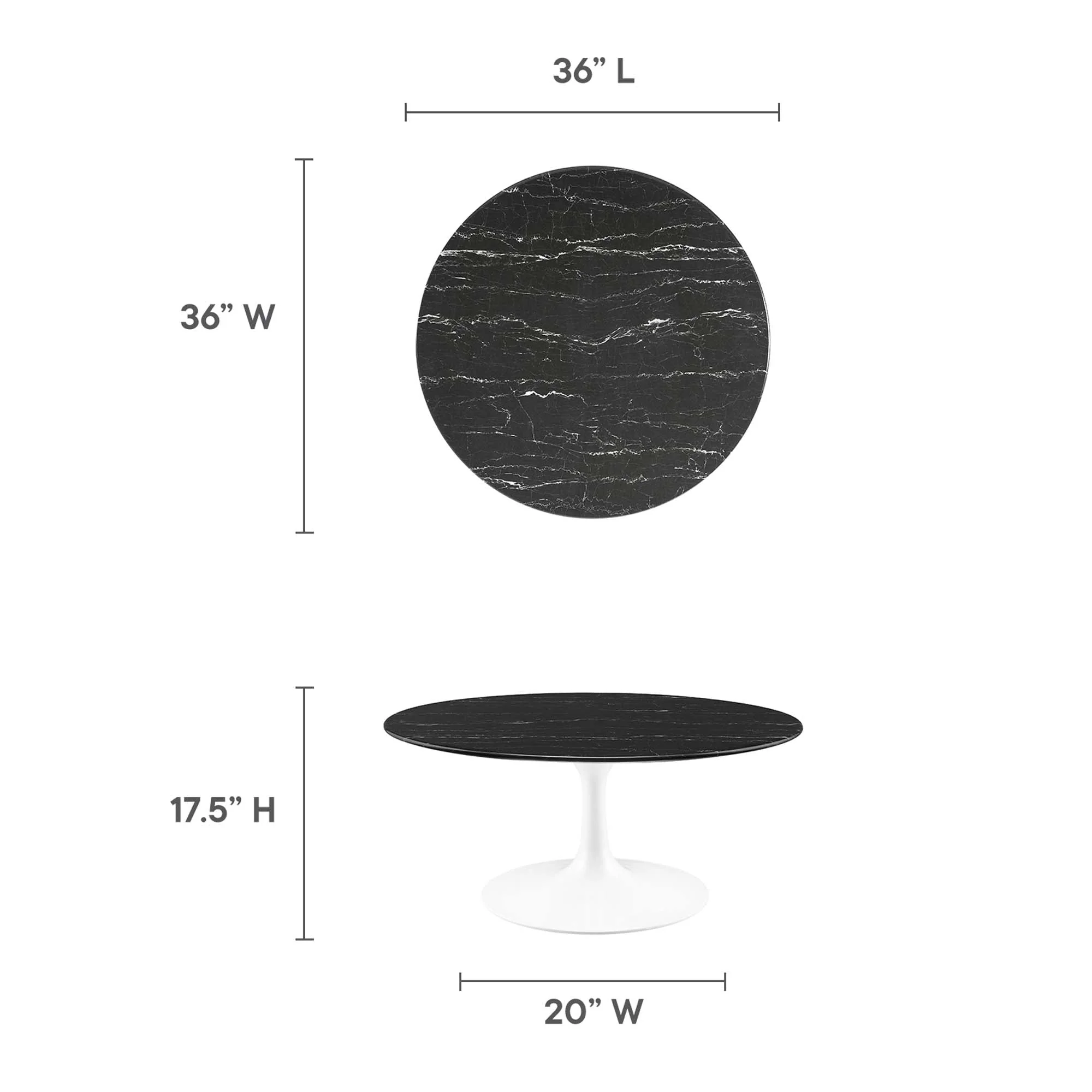 Lippa 36" Round Faux Marble Coffee Table - Image 7