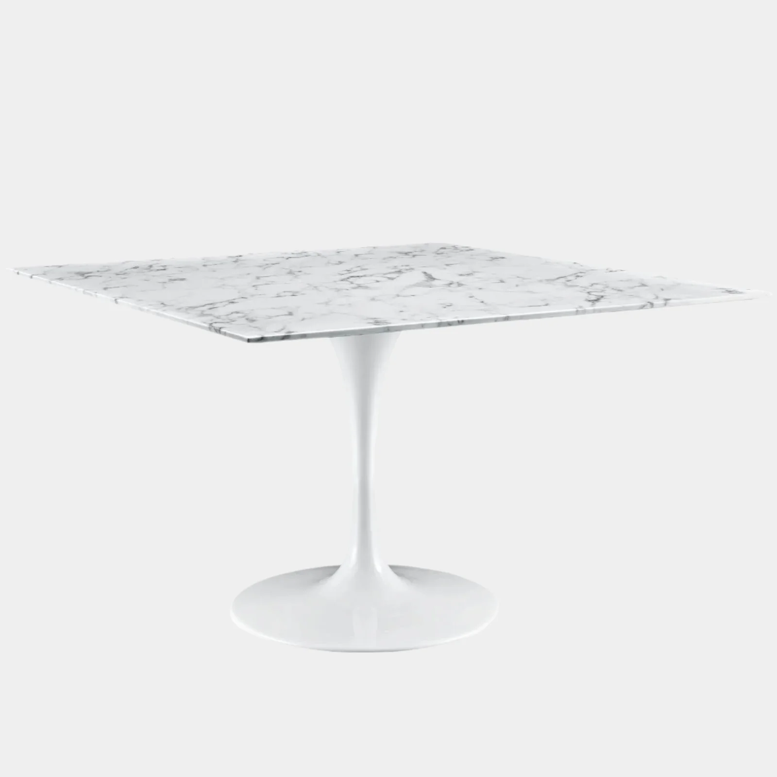 Lippa 48" Square Artificial Marble Dining Table in White