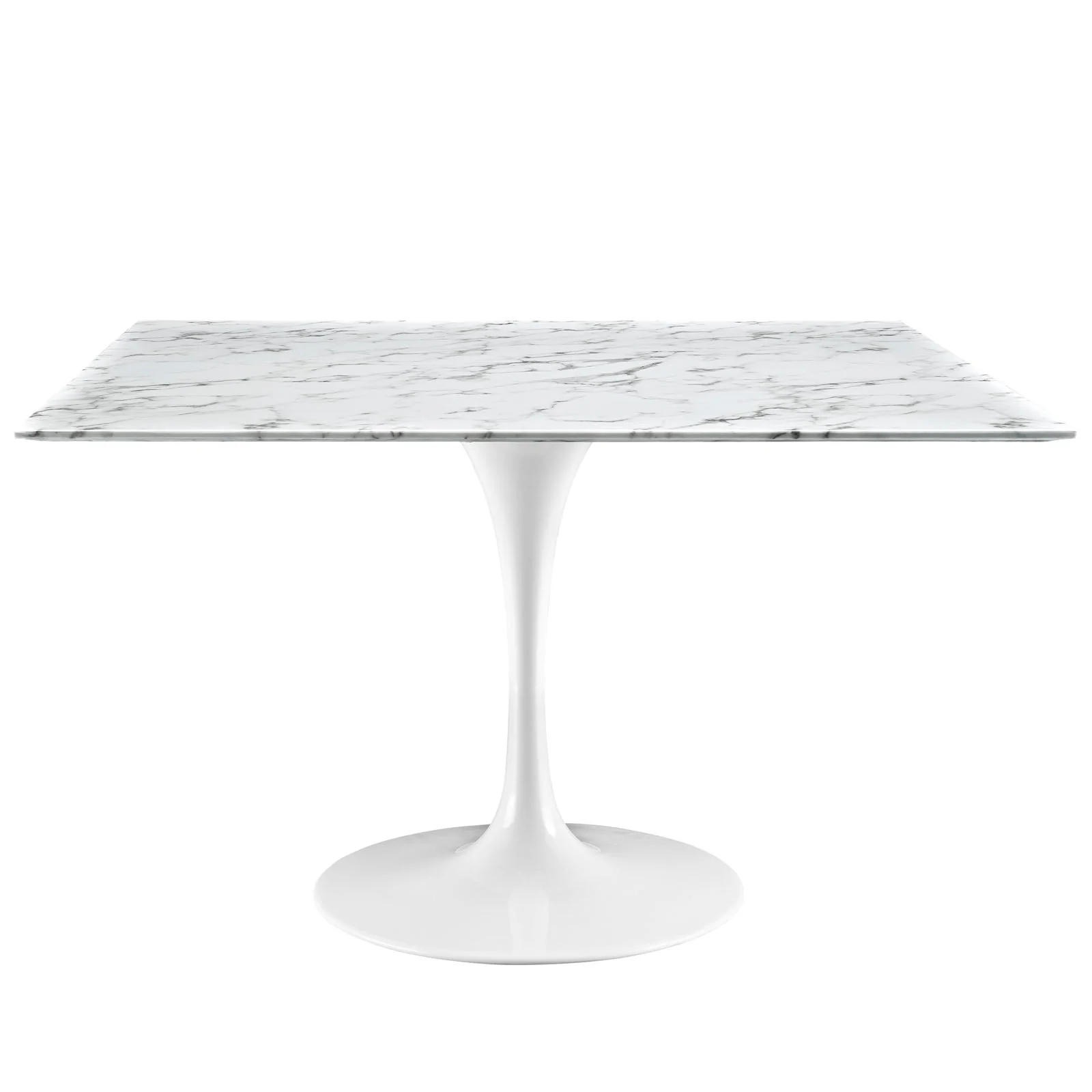 Lippa 48" Square Artificial Marble Dining Table in White - Image 2