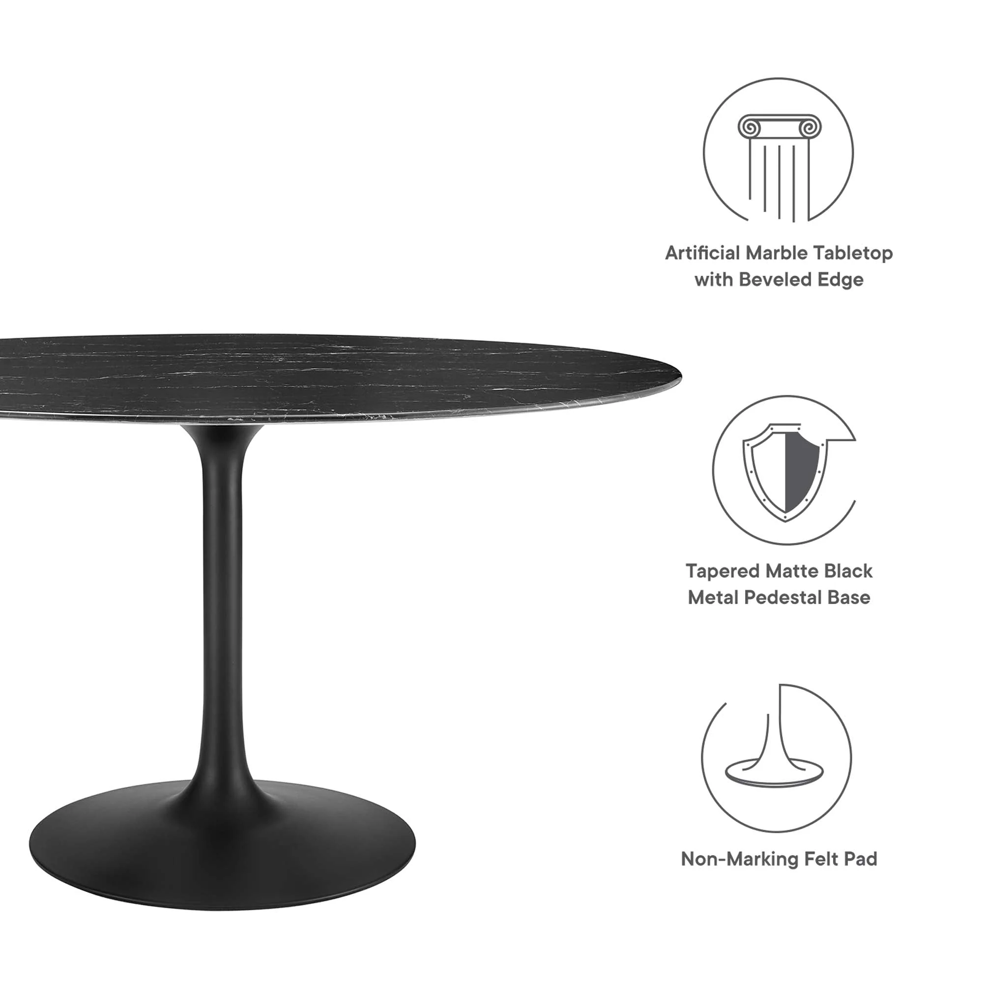 Lippa Oval Artificial Marble Dining Table - Image 25