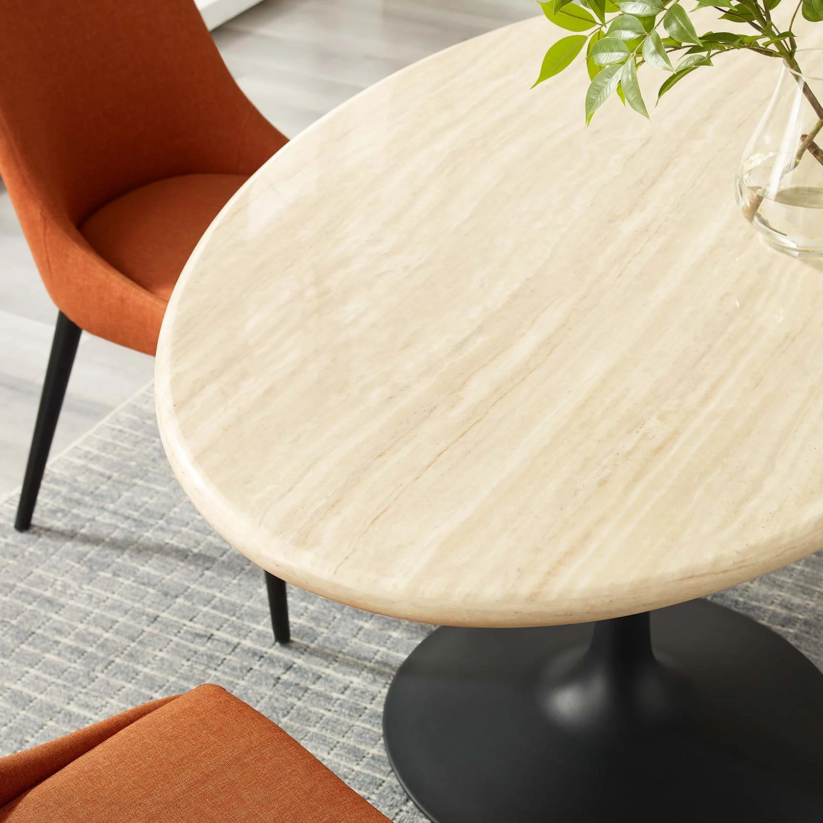 Lippa Oval Artificial Travertine Dining Table - Image 10
