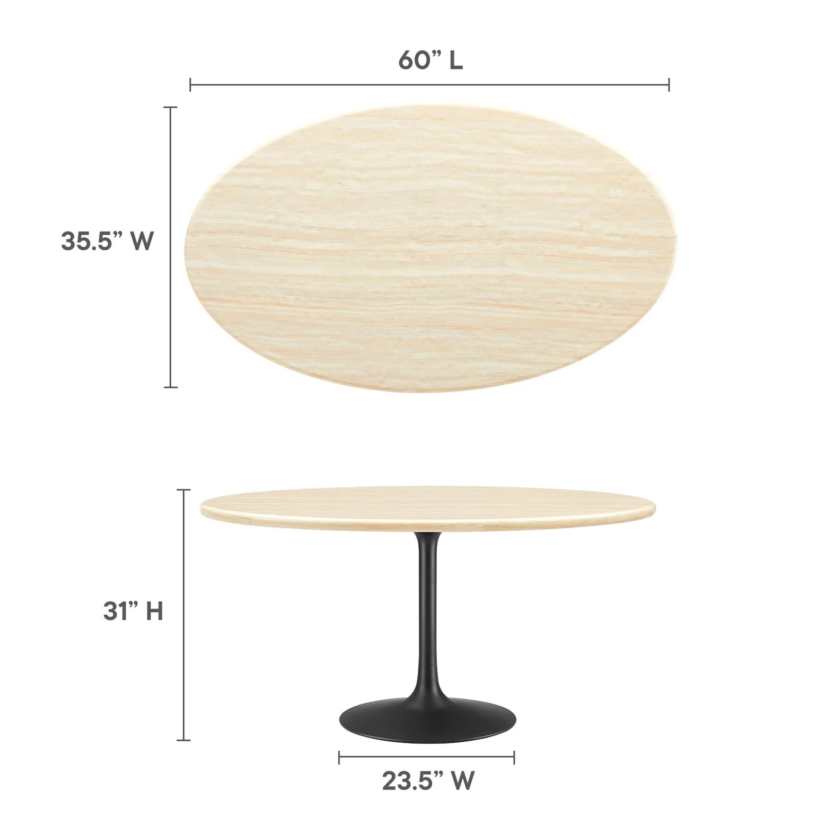 Lippa Oval Artificial Travertine Dining Table - Image 12