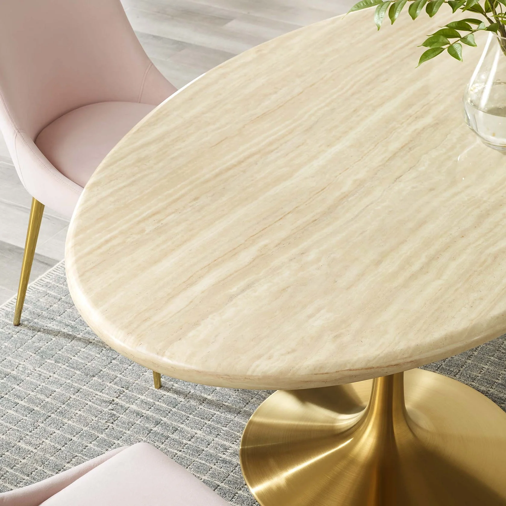 Lippa Oval Artificial Travertine Dining Table - Image 16