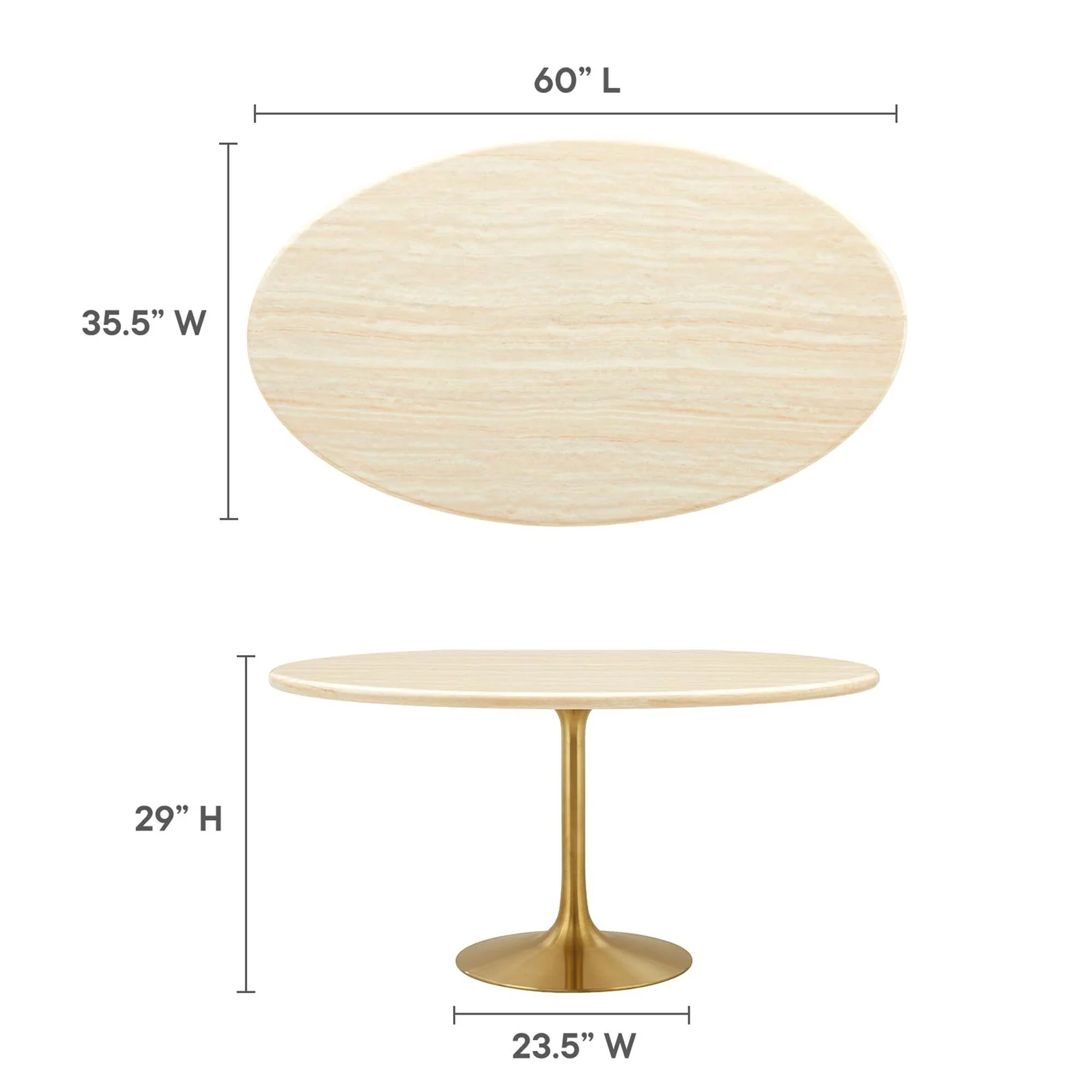 Lippa Oval Artificial Travertine Dining Table - Image 18