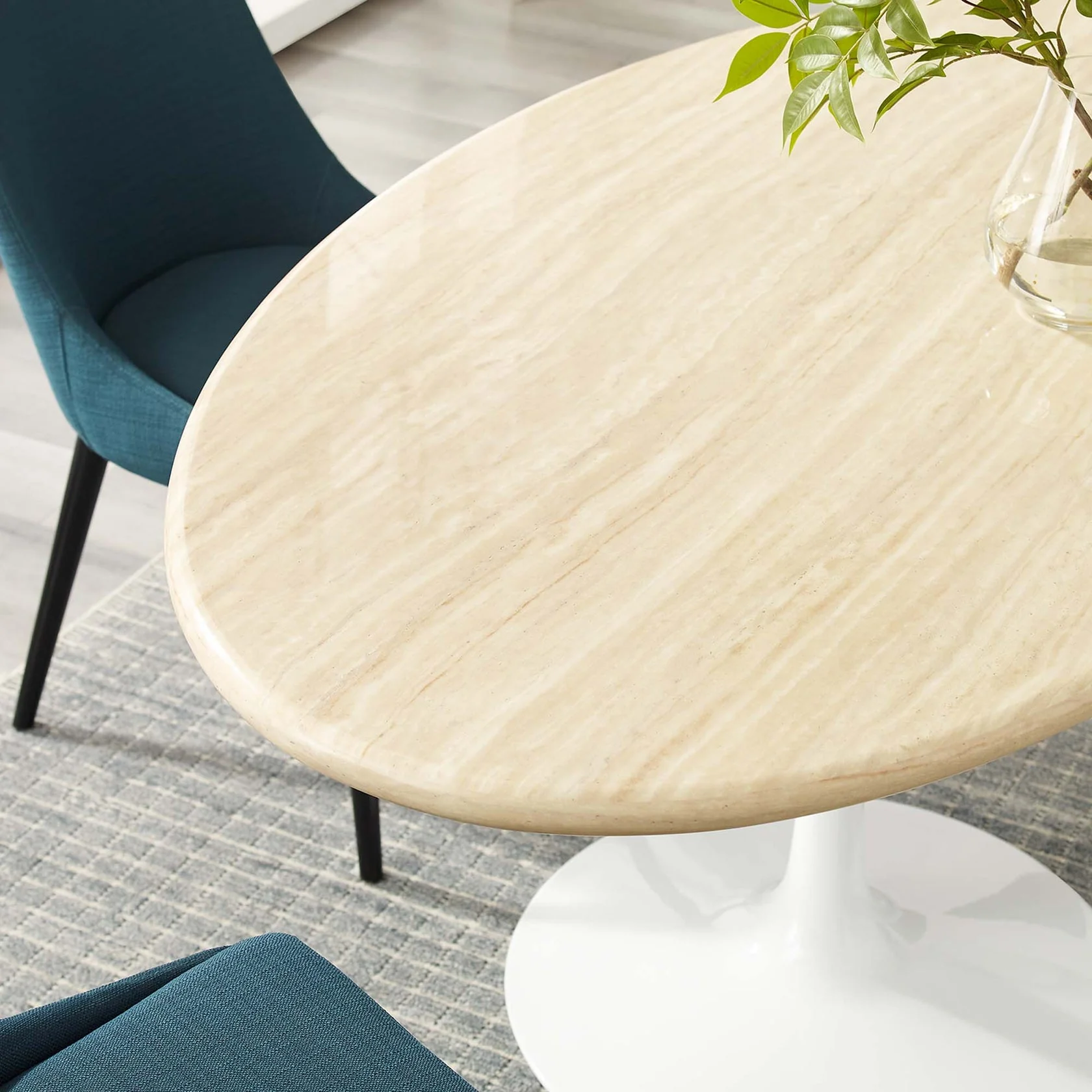 Lippa Oval Artificial Travertine Dining Table - Image 4
